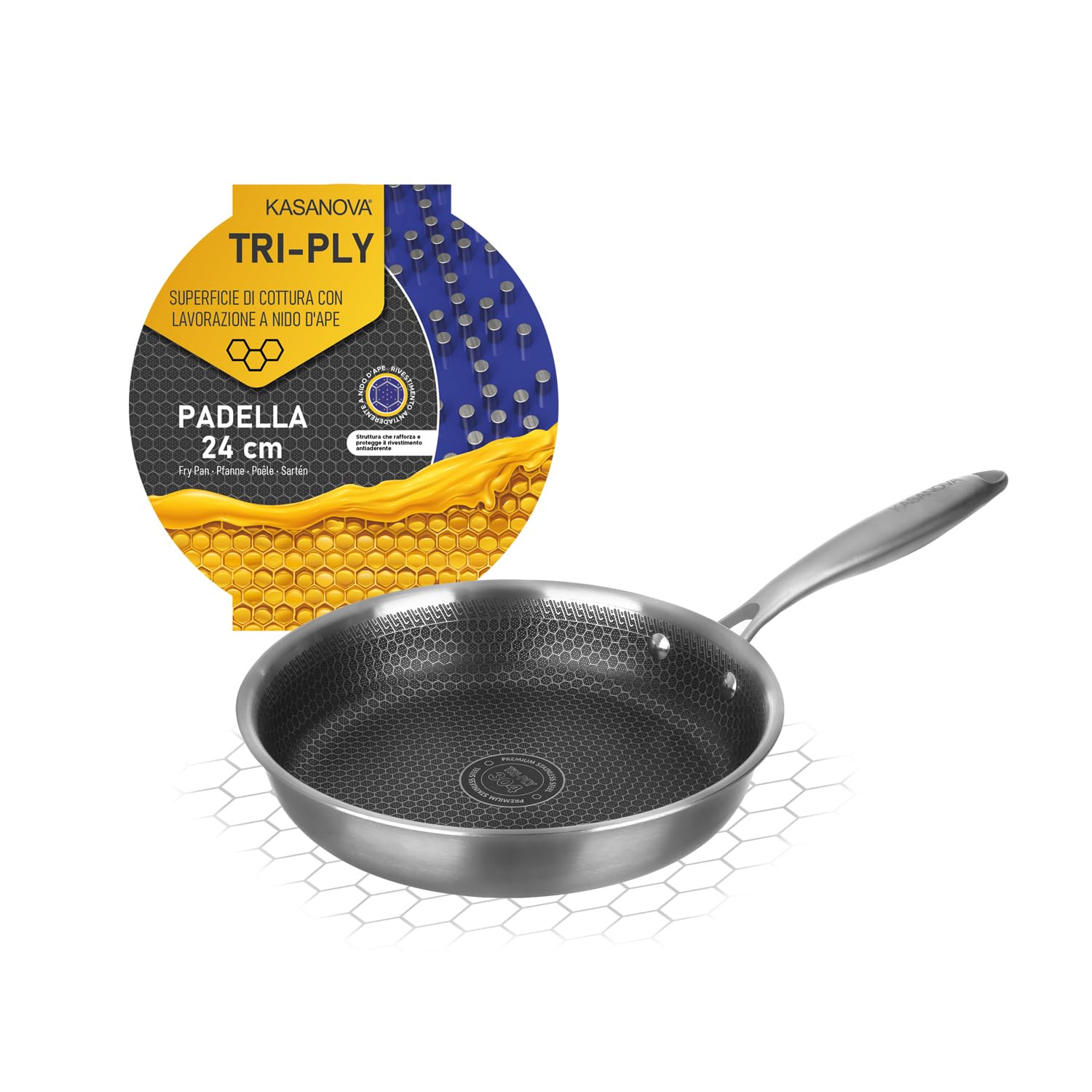Padella Antiaderente 28cm Con Fondo A Nido D'Ape - Per Tutti I Piani Cottura, Senza Olio