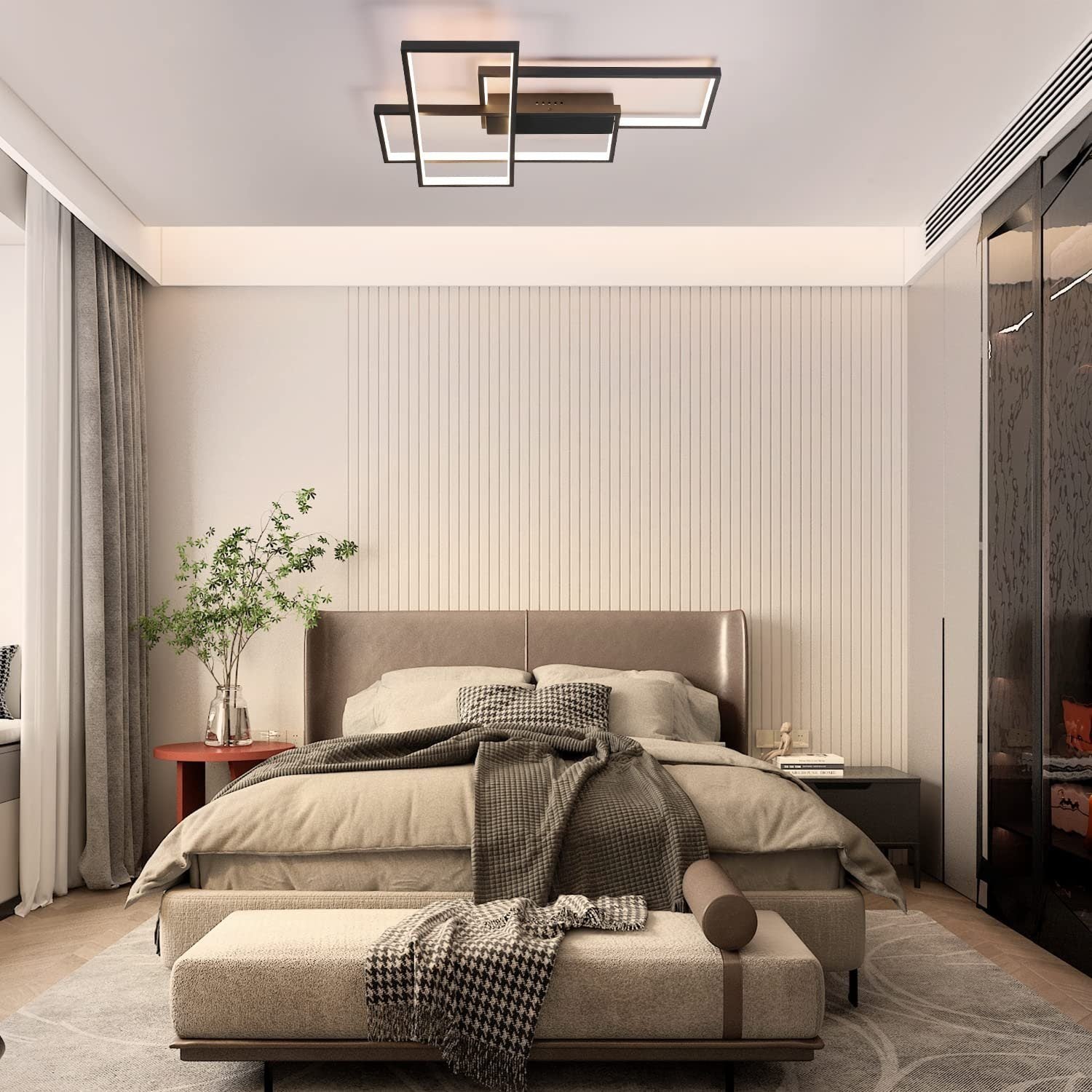 NETTLIFE Plafón Dimmable, 65x47x7.5cm, 3 LED Techo Negras, Ctrl Remoto, 65W, Ilum. Empotrado - 4