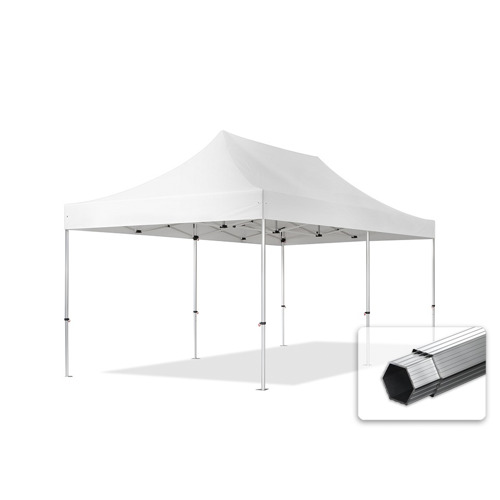 3x6m gazebo pieghevole PVC ignifugo, PROFESSIONAL alluminio, bianco