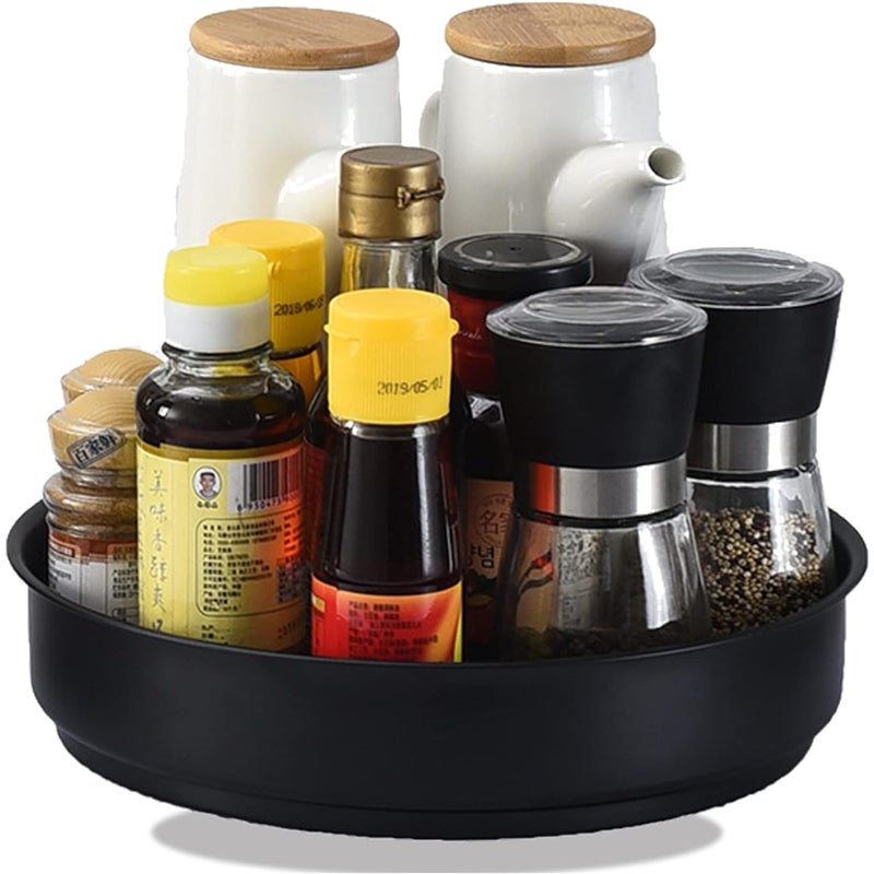 Obrotowy stojak na przyprawy do kuchni, stojak na przyprawy ze stali nierdzewnej, duży, czarny
