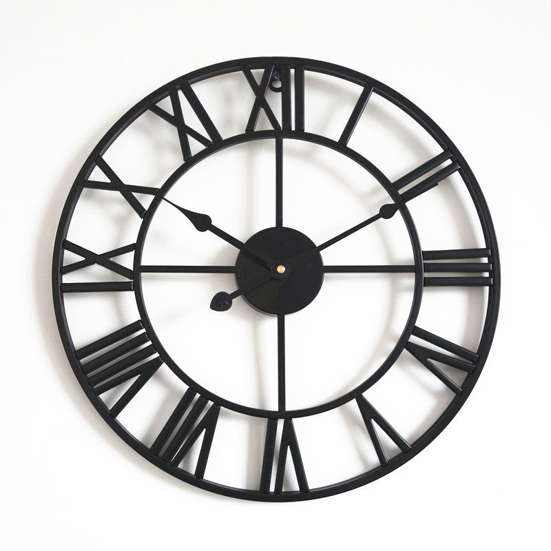 Orologio Da Parete Grande 40 Cm - Stile Vintage Retrò Con Numeri Romani, Silenzioso, Funzionamento A Batteria, In Ferro, Per Soggiorno E Cucina