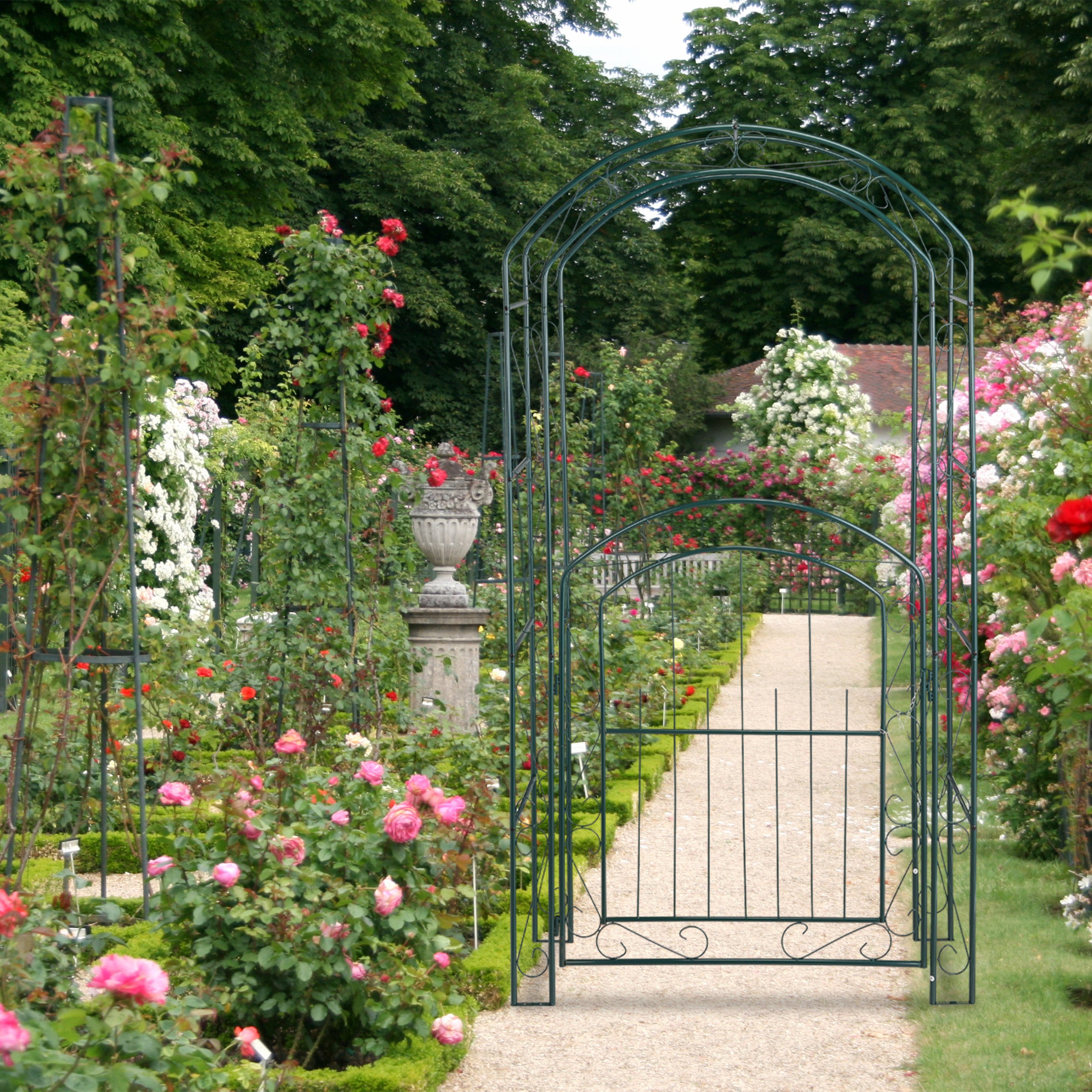 Arco Per Rose In Metallo Con Cancelletto Relaxdays - Verde, 215x115x43 Cm, Sostegno Per Rampicanti