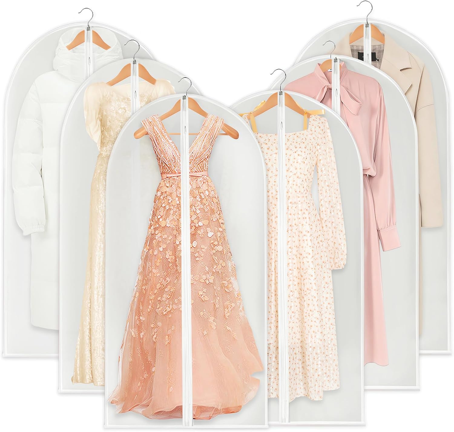Housses De Vêtements Regerly 3 Pièces - Protection Zip Transparentes Pour Costumes, Manteaux Et Robes