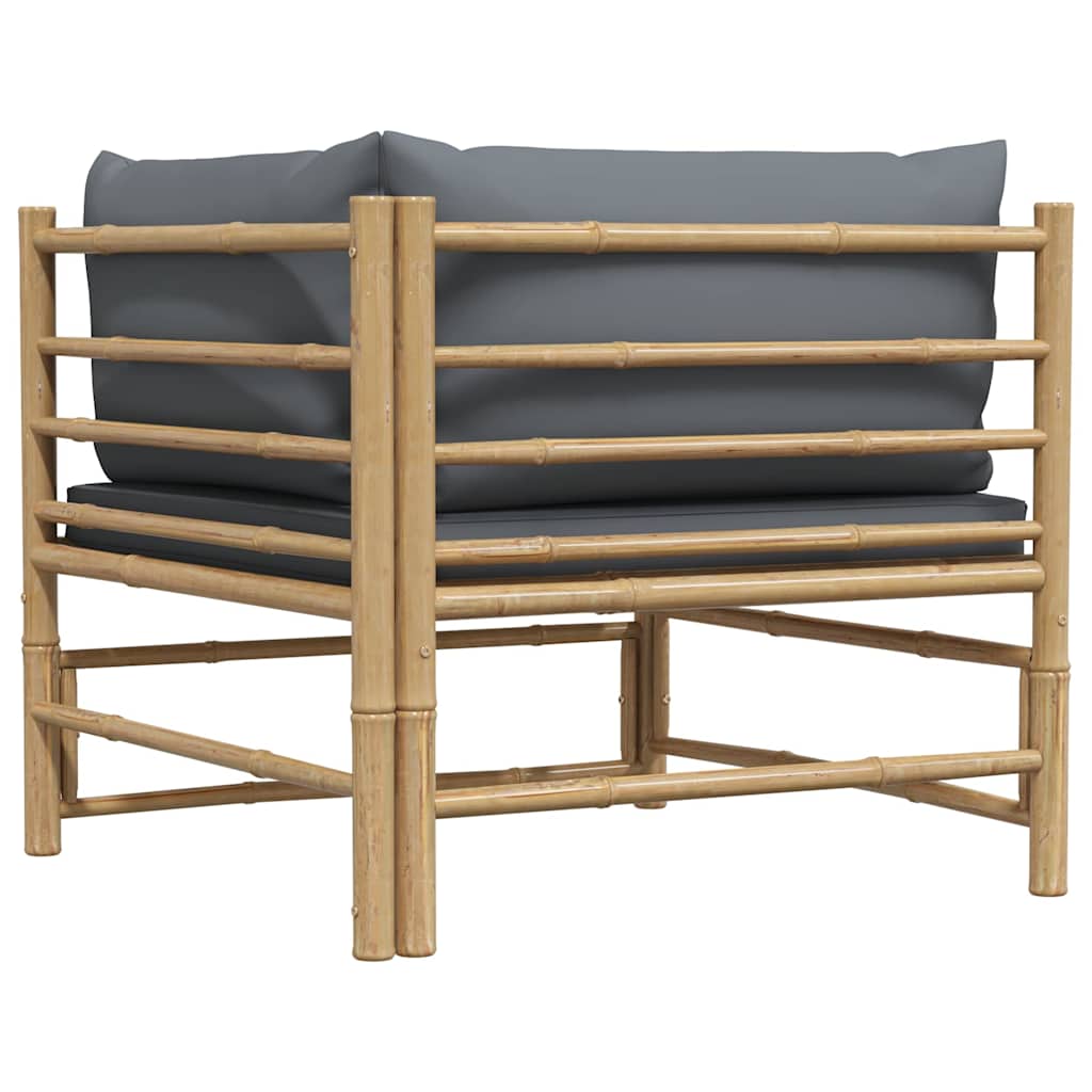 Canapé d angle de jardin avec coussins gris foncé Bambou - 6