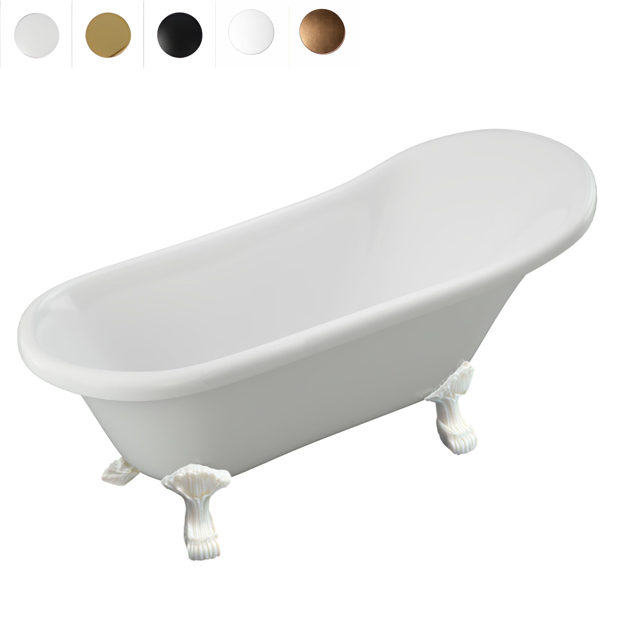 WANNA WOLNOSTOJĄCA ISABEL AKRYLOWA RETRO 150 X 75 CM BIAŁA, NOGI BIAŁE