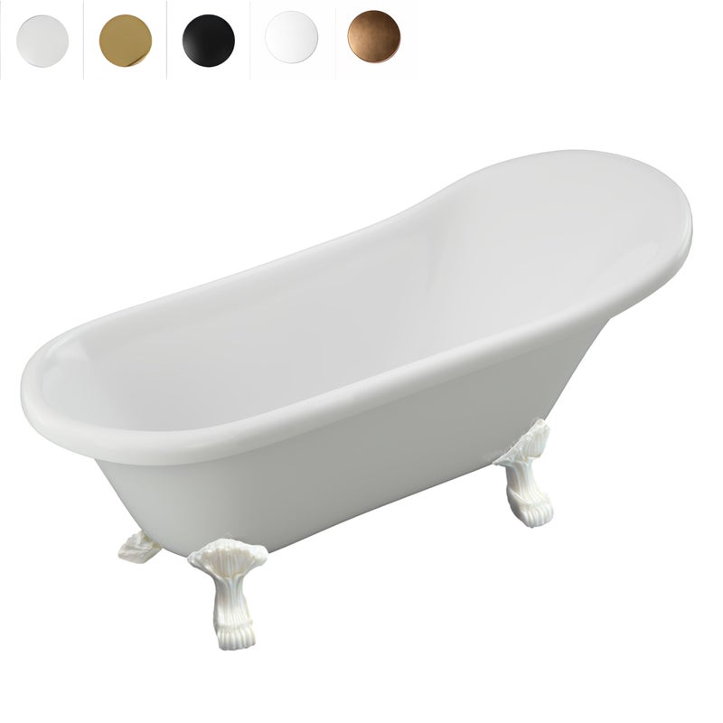 WANNA WOLNOSTOJĄCA ISABEL AKRYLOWA RETRO 150 X 75 CM BIAŁA, NOGI BIAŁE