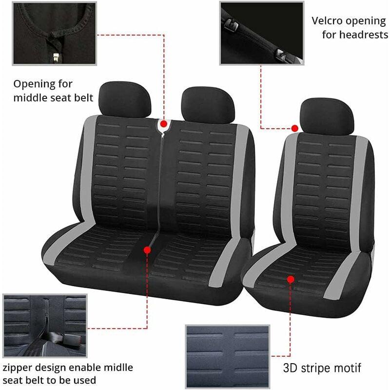 Housse Siege Voiture Couvre Universal Fit La Plupart des Camions Camionnette Bus Siège Avant 1 + 2 (3 Places) Housses de Sieges Universelles - 4