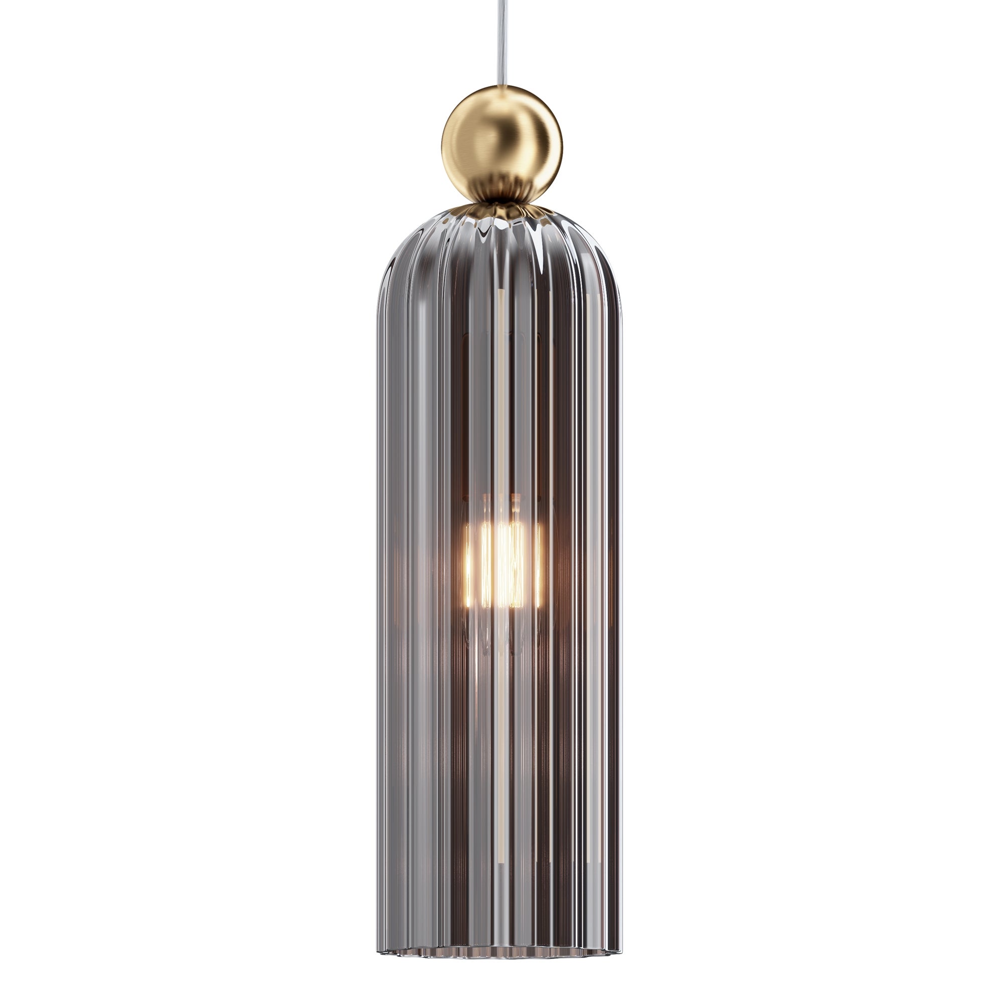 Antic Lampe à suspension , Armature métallique . Plafonniers en verre coulé. laiton Maytoni - 5