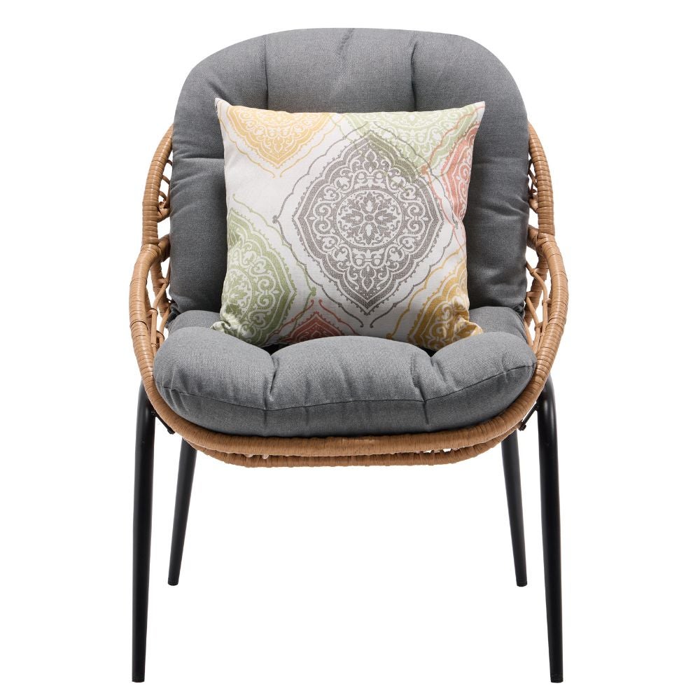 Ensemble de jardin en rotin pour balcon, comprenant 2 fauteuils et une table basse, structure en acier peint, coussins inclus, mobilier d'extérieur - 5