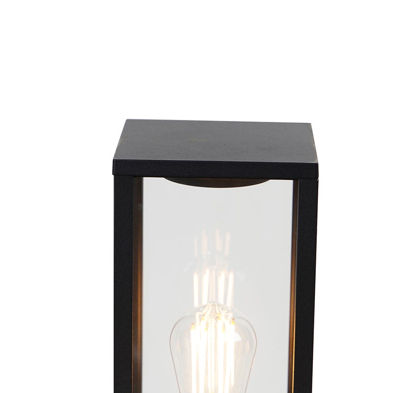 Lampe Sur Pied Extérieur Qazqa Charlois - Noir - Hauteur 80 Cm - Culot E27 Max 40W - IP44 - Style Torche Rustique