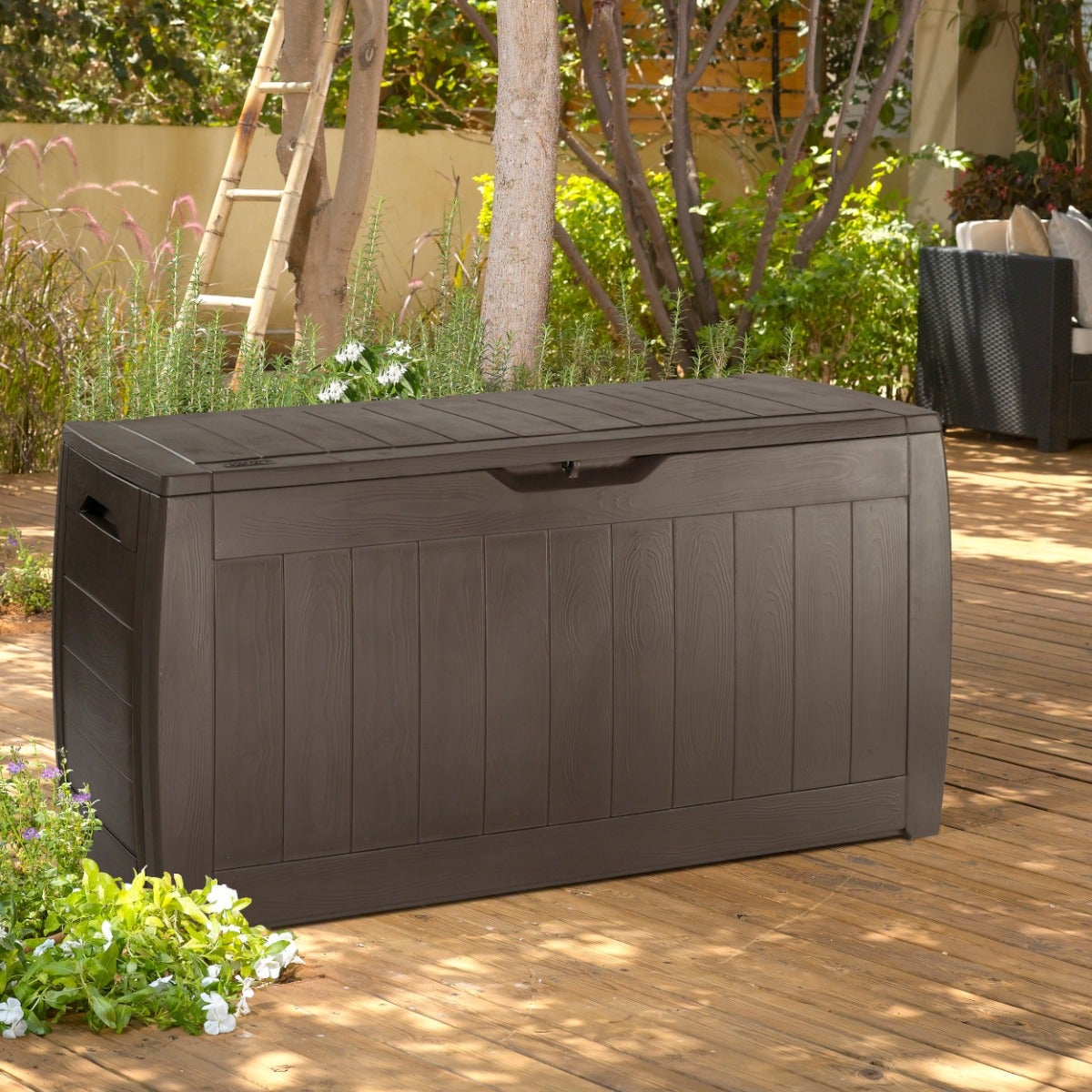 SKRZYNIA OGRODOWA BALKONOWA 270L SCHOWEK TARAS POJEMNA KUFER SCHOWEK KETER