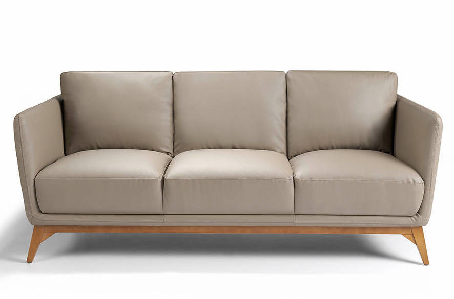 Sofá contemporáneo kila de 3 plazas en cuero acolchado y madera de nogal.-color aqua 75 gris antracita
