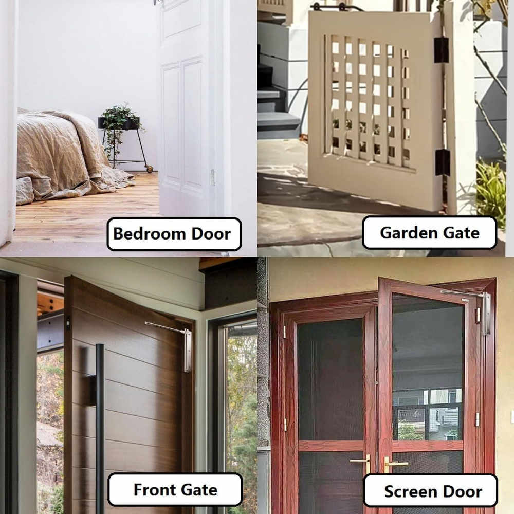 Ferme-porte hydraulique - Acier inoxydable - Ferme-porte intérieur - Avec vis et clé Allen intégrée - Capacité de charge 40 à 50 kg - Ressort de porte - 5