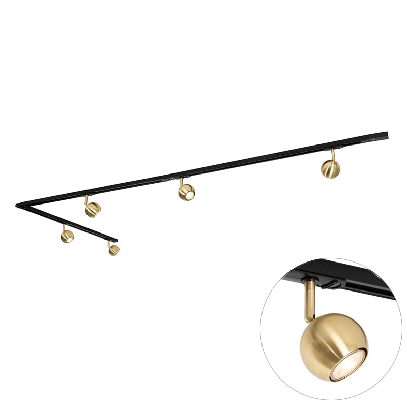 Nowoczesny system szynowy jednofazowy 5-punktowy czarny ze złotem - Gissi
