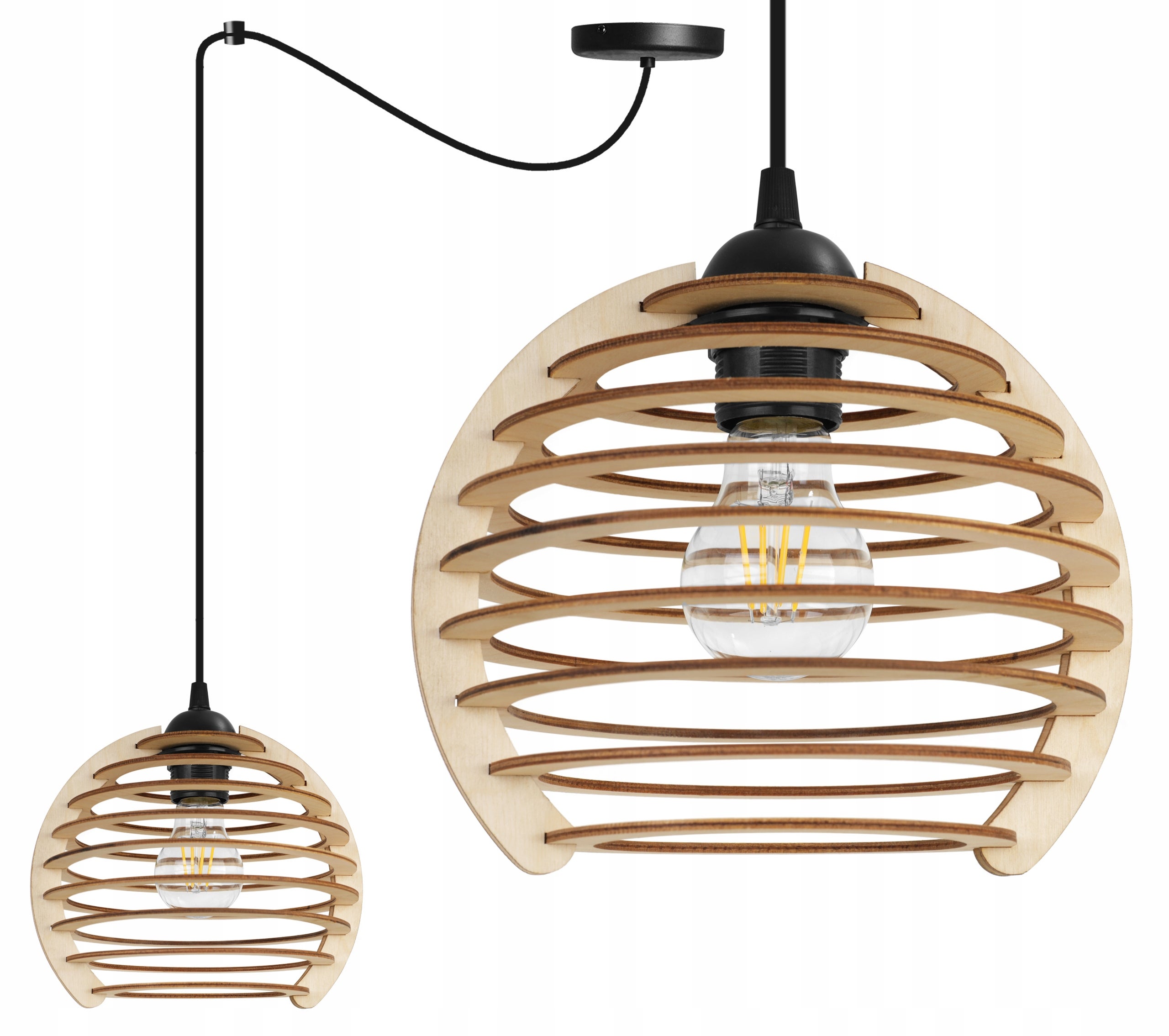 Lampa sufitowa wisząca Spider Timber glam 1xE27 abażur kula drewniana Light Home LH