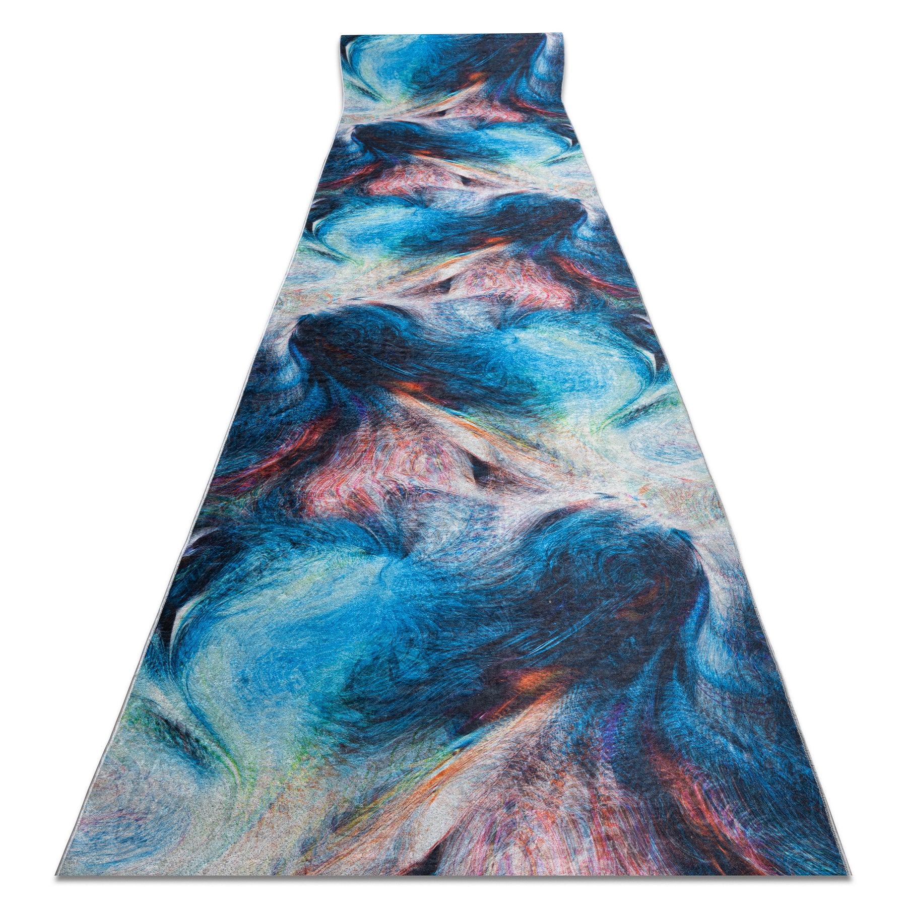 CHODNIK podgumowany DO PRANIA LOTUS COLOR 36500 Abstrakcja niebieski / czerwony 60cm 60x400 cm