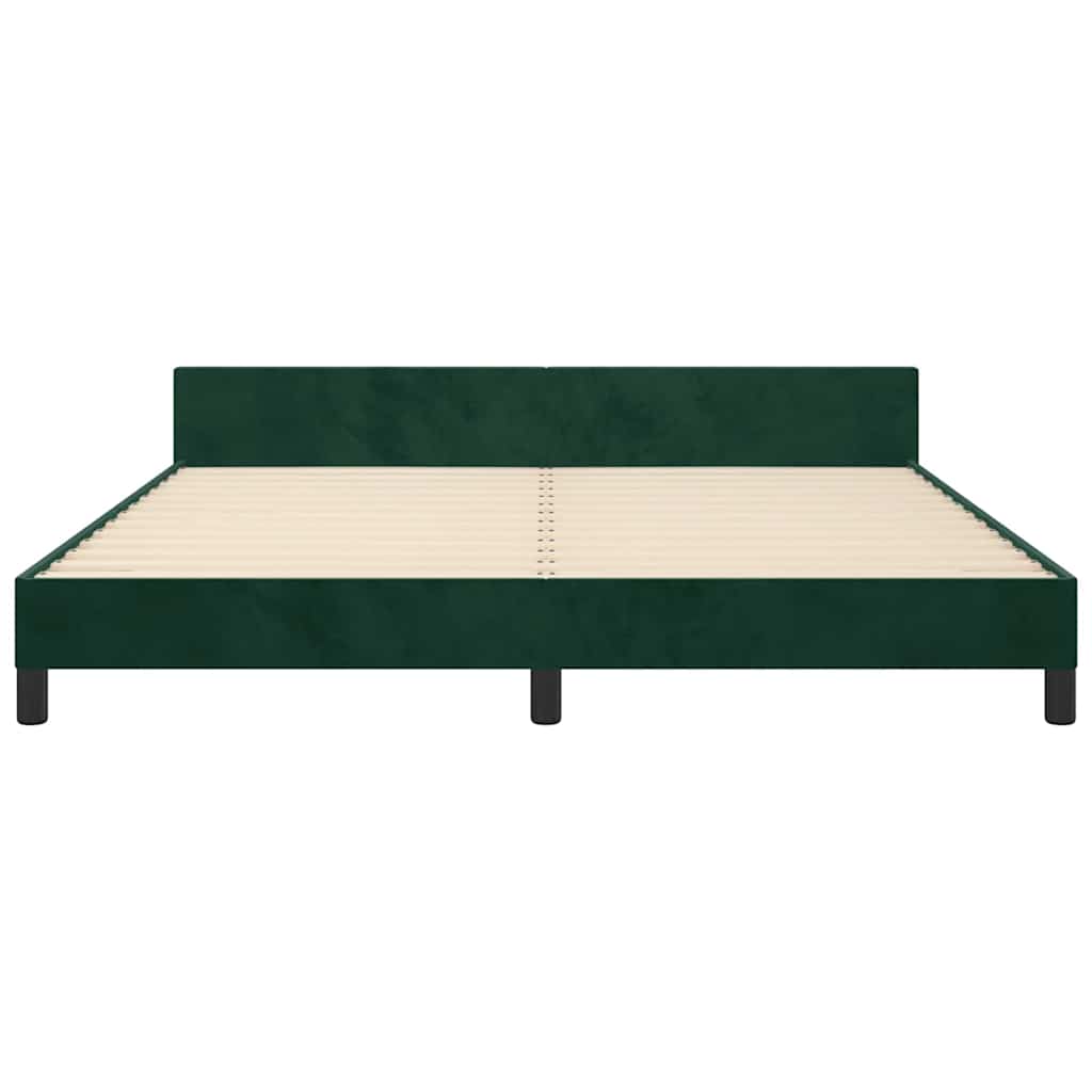 Cadre de lit sans matelas Vert foncé Velours - 6