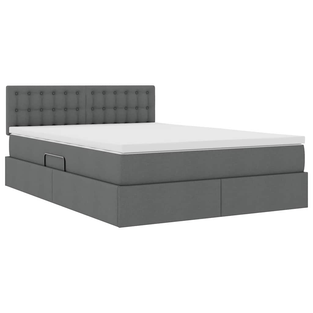 Lit avec rangement et matelas gris foncé 140 x 190 cm velours - 5