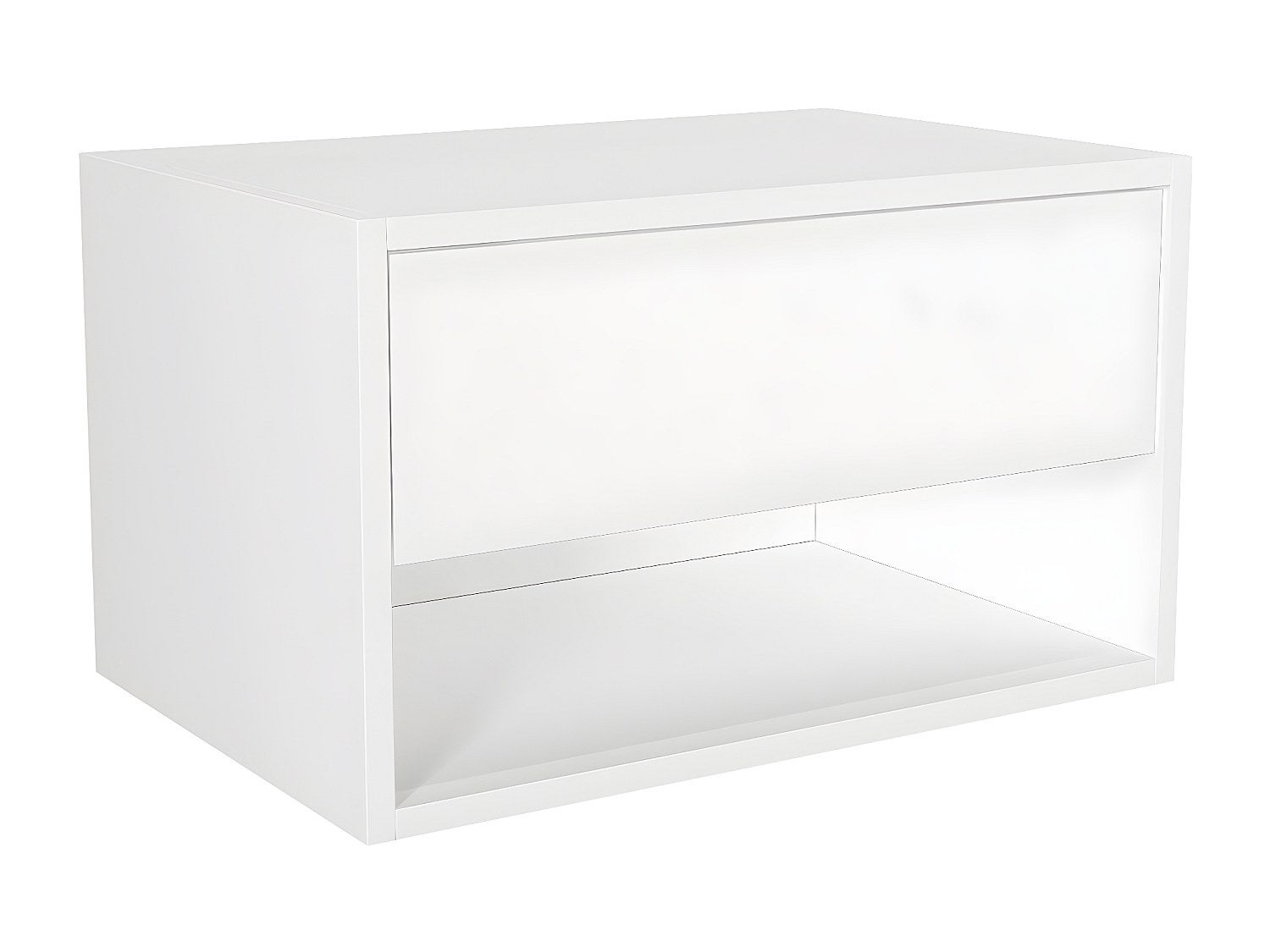 Mesa de noche flotante - 1 cajón y 1 estante - Blanco - RITAMI - 4