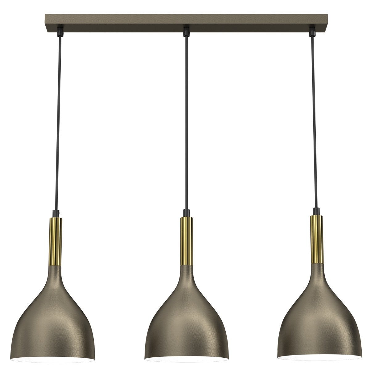 Lampa wisząca Noak tytanowe złoto-złoty połysk 3xE27x15W wym: 110 x 72 x 17 cm metal Luminex