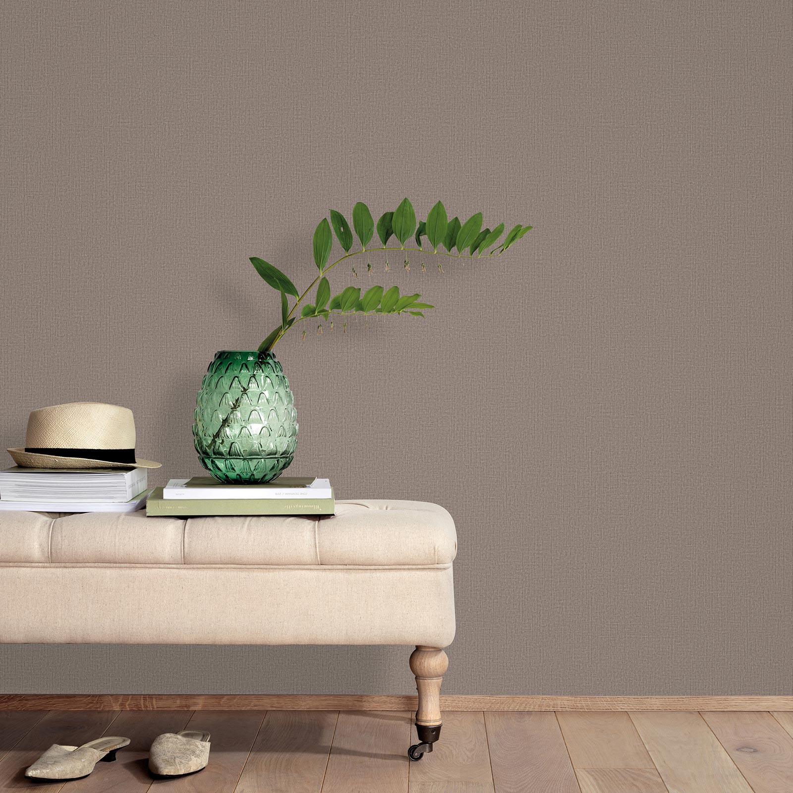 Papier Peint Intissé Uni Marron Tadessi - Rouleau 53 Cm X 10,05 M (5,33 M²) - Haute Résistance à La Lumière