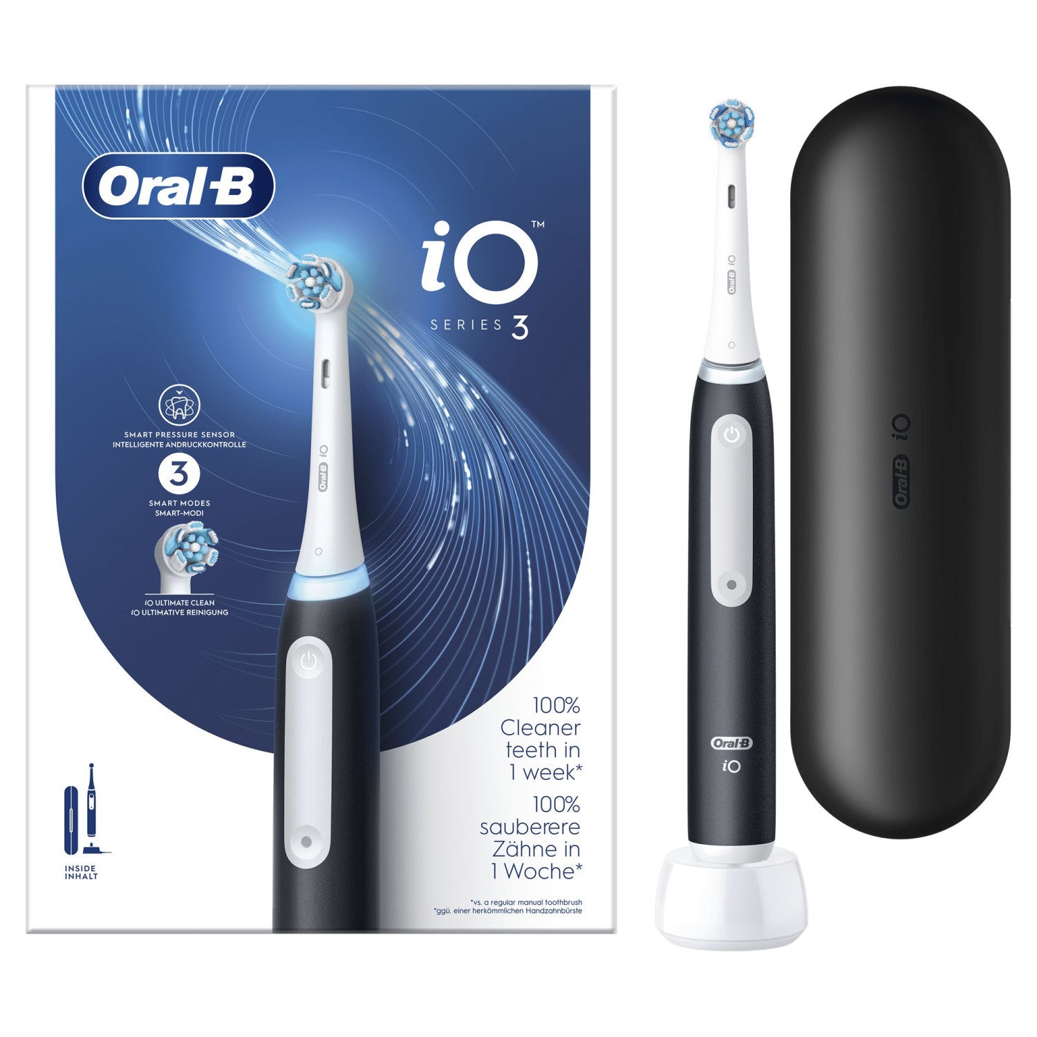Elektryczna szczoteczka do zębów Oral-B iO 3 czarna technologia rotacyjna i czujnik nacisku