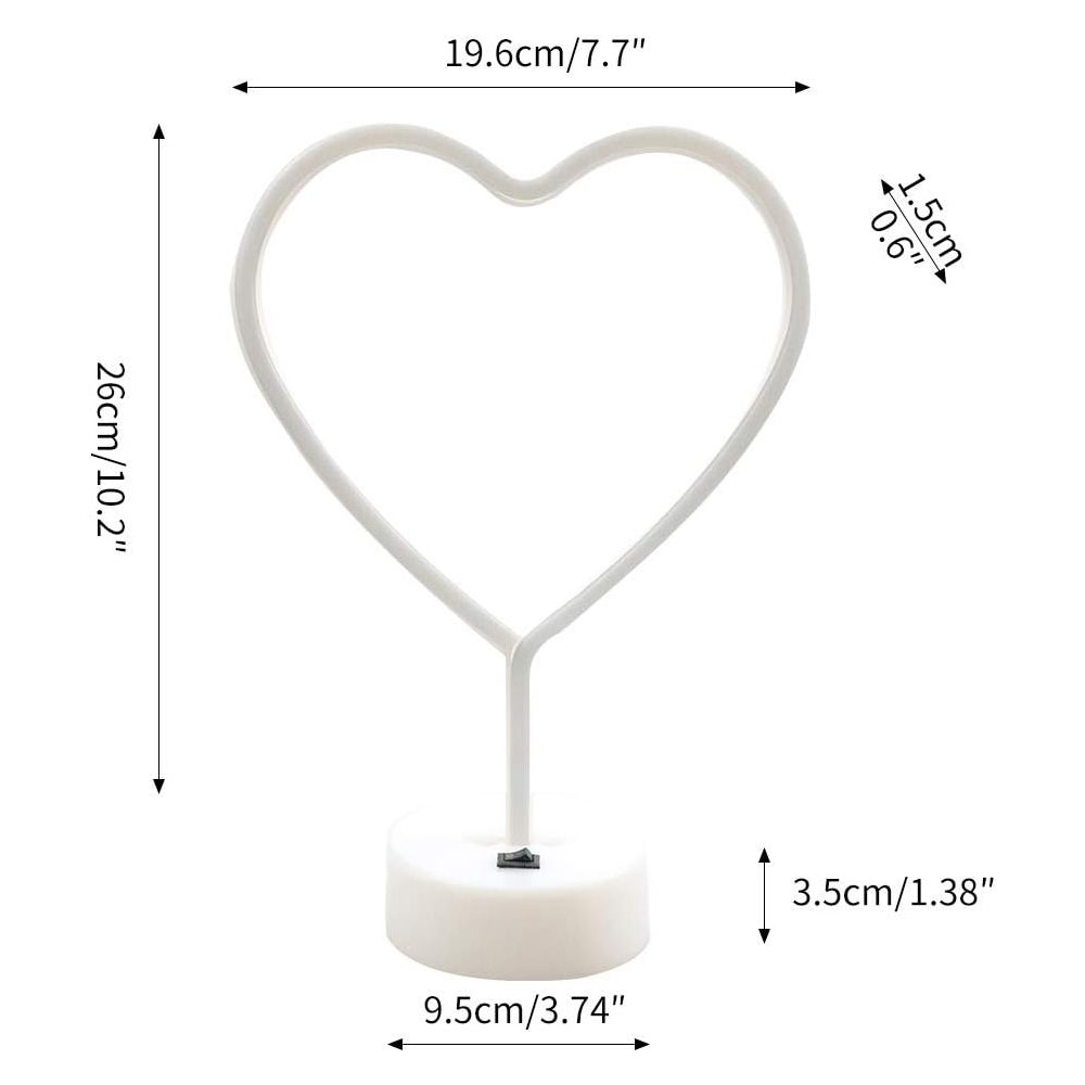 Lampe De Table Rose En Forme De Cœur 3D Néon LED - À Piles - Décoration Romantique
