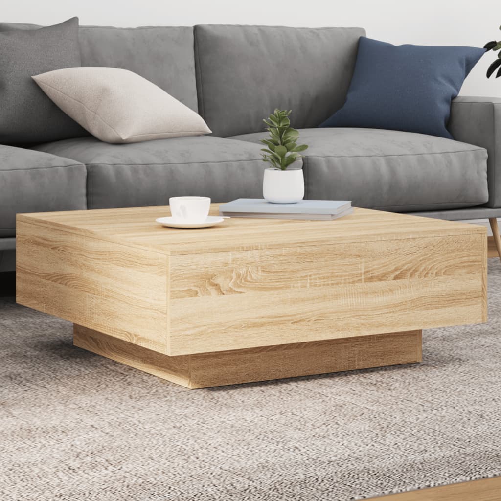 Vidaxl Mesa De Centro Con Luces Led Roble Sonoma 80X80x31 Cm , Leroy Merlin