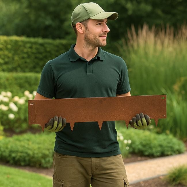 50 pcs Bordure de Jardin Métal Acier Corten Brut 100x26,5cm épaisseur 1,5mm - madecoupesurmesure - 5