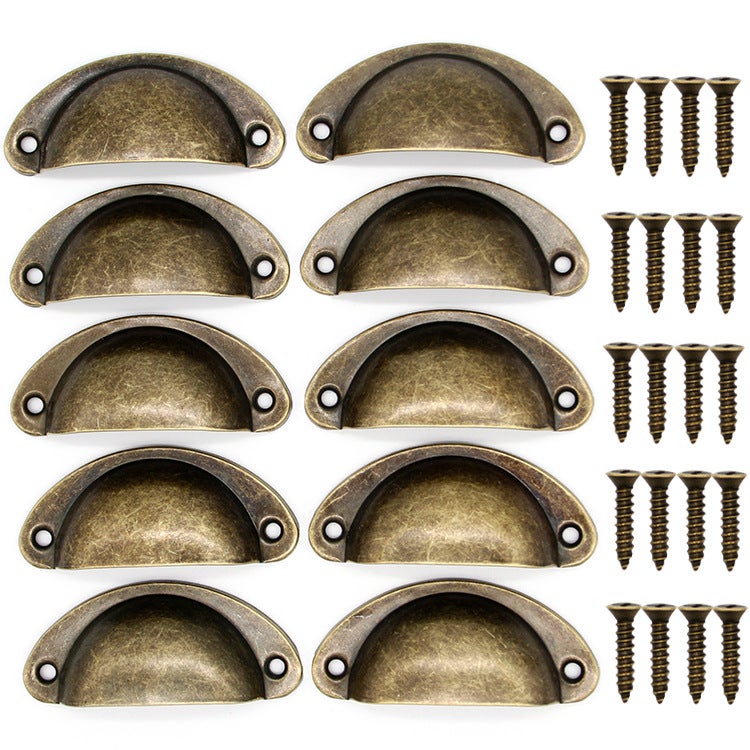 Zestaw 10 Retro Metalowych Uchwytów do Szuflad do Mebli Kuchennych Drzwi Szafek Garderoby z Gałkami Antyczne Mosiężne Meble 81×35mm Brąz