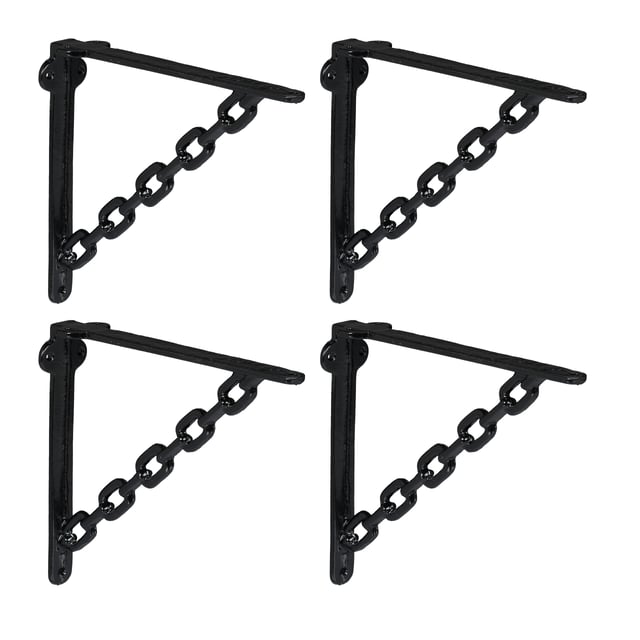 Relaxdays Set da 4 Reggimensola da Muro, Staffe Mensole, 18,5x4x22 cm, Supporti Angolari per Scaffali Industrial, Nero