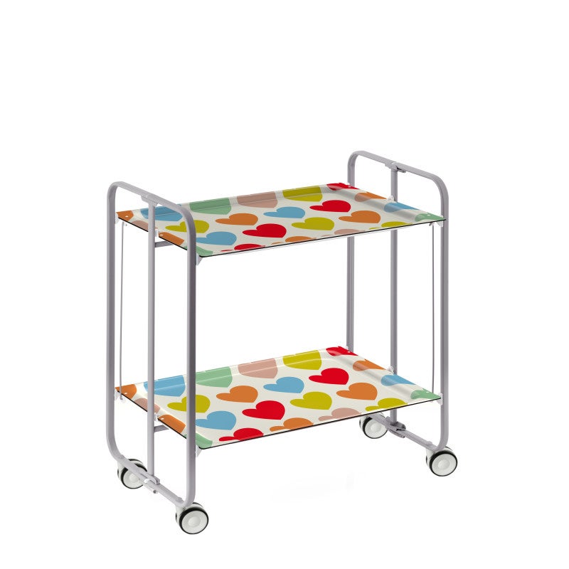 Don hierro - carrito auxiliar plegable bauhaus con ruedas – armazón metálico gris, 2 niveles, 4 posiciones ajustables-