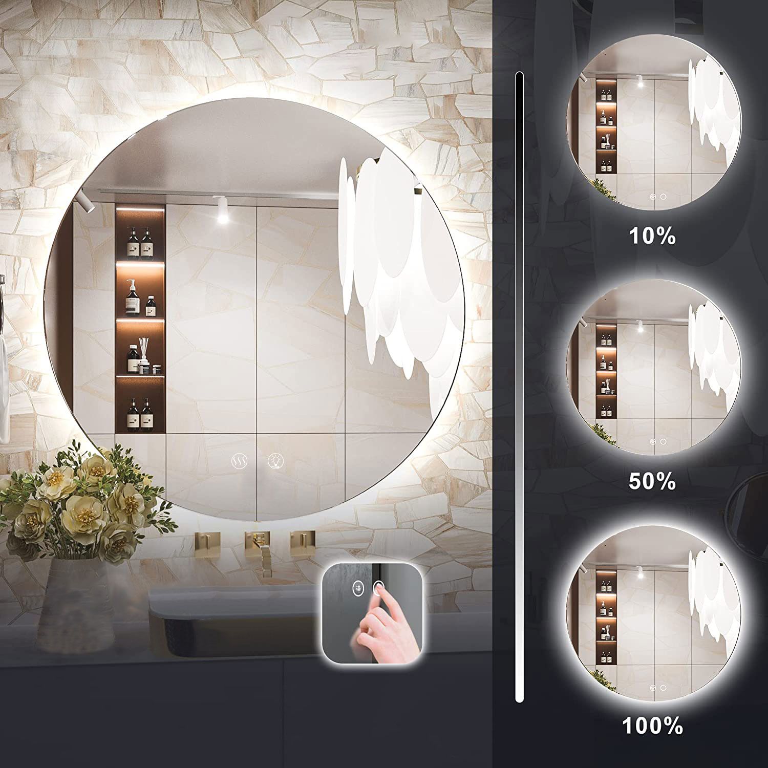 Lustro ścienne LED 70cm HZJ070 - 4