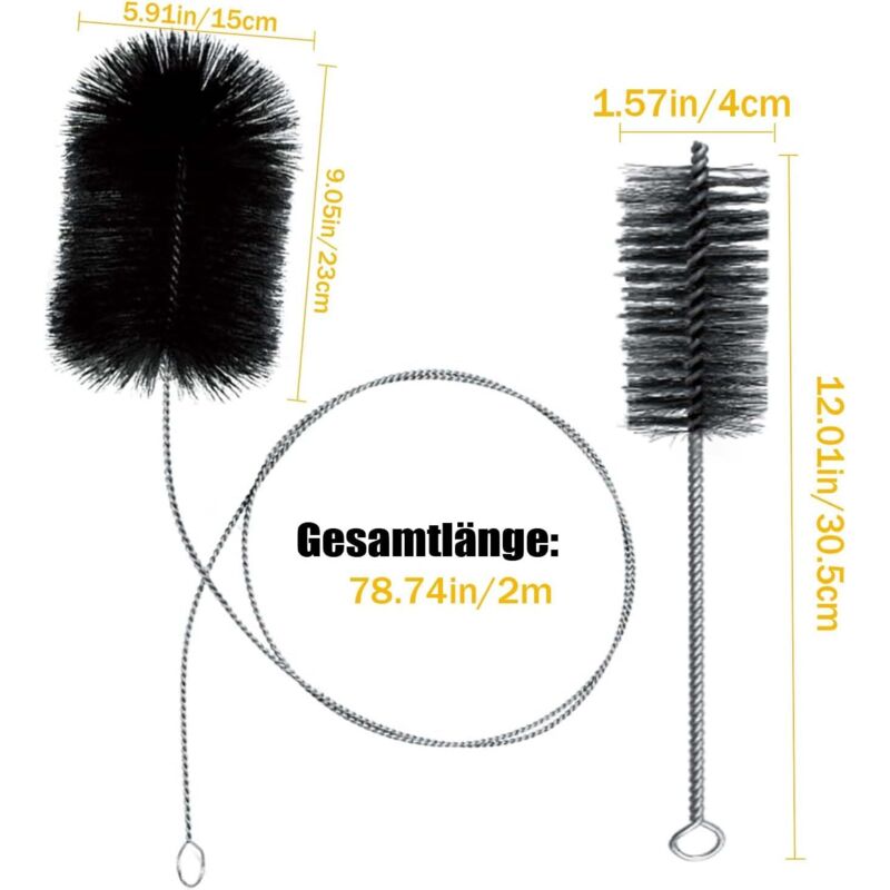 Brosse de Nettoyage en Fil d'acier, Kit Nettoyage Gaine Souple Gaine Vmc, kit de Nettoyage pour cheminée, Lot de 2 brosses pour Conduit de poêl - 2