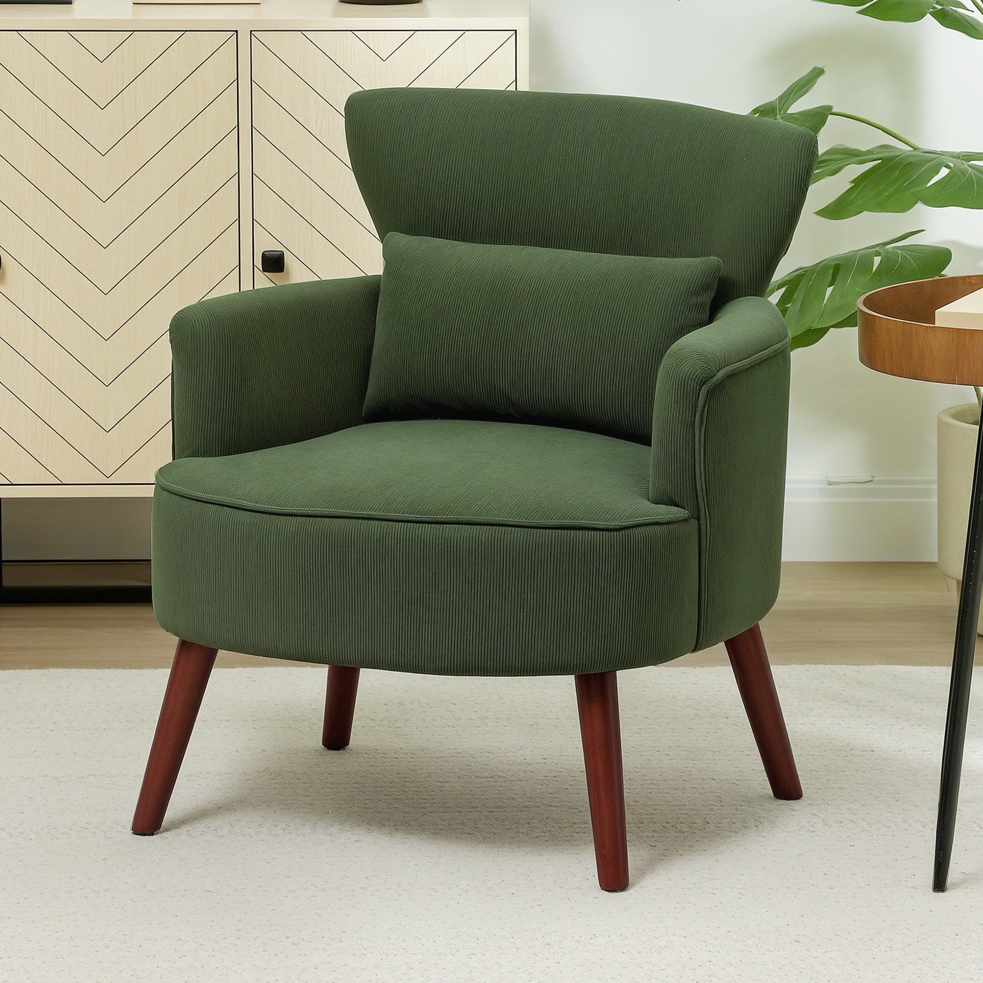 Fauteuil Moderne, Coussin Lombaire, Vert - 4