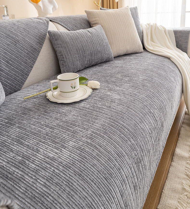 Cuscino antiscivolo per divano, cuscino di protezione per divano, antisporco, protezione antigraffio per gatti, grigio, 70 x 150 cm - 4
