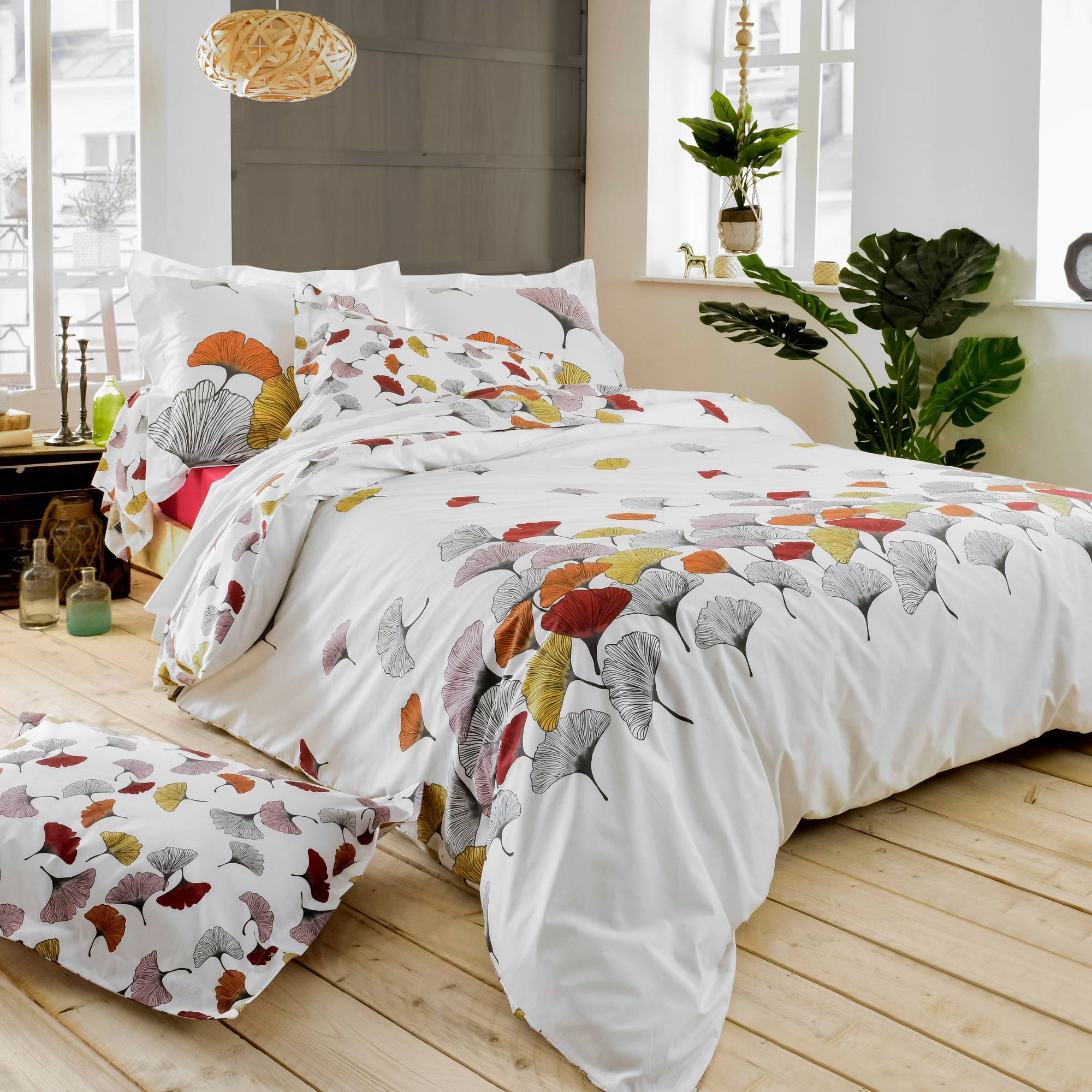 Housse de couette percale Ginkgo rose TRADILINGE-260 x 240 cm- | Leroy