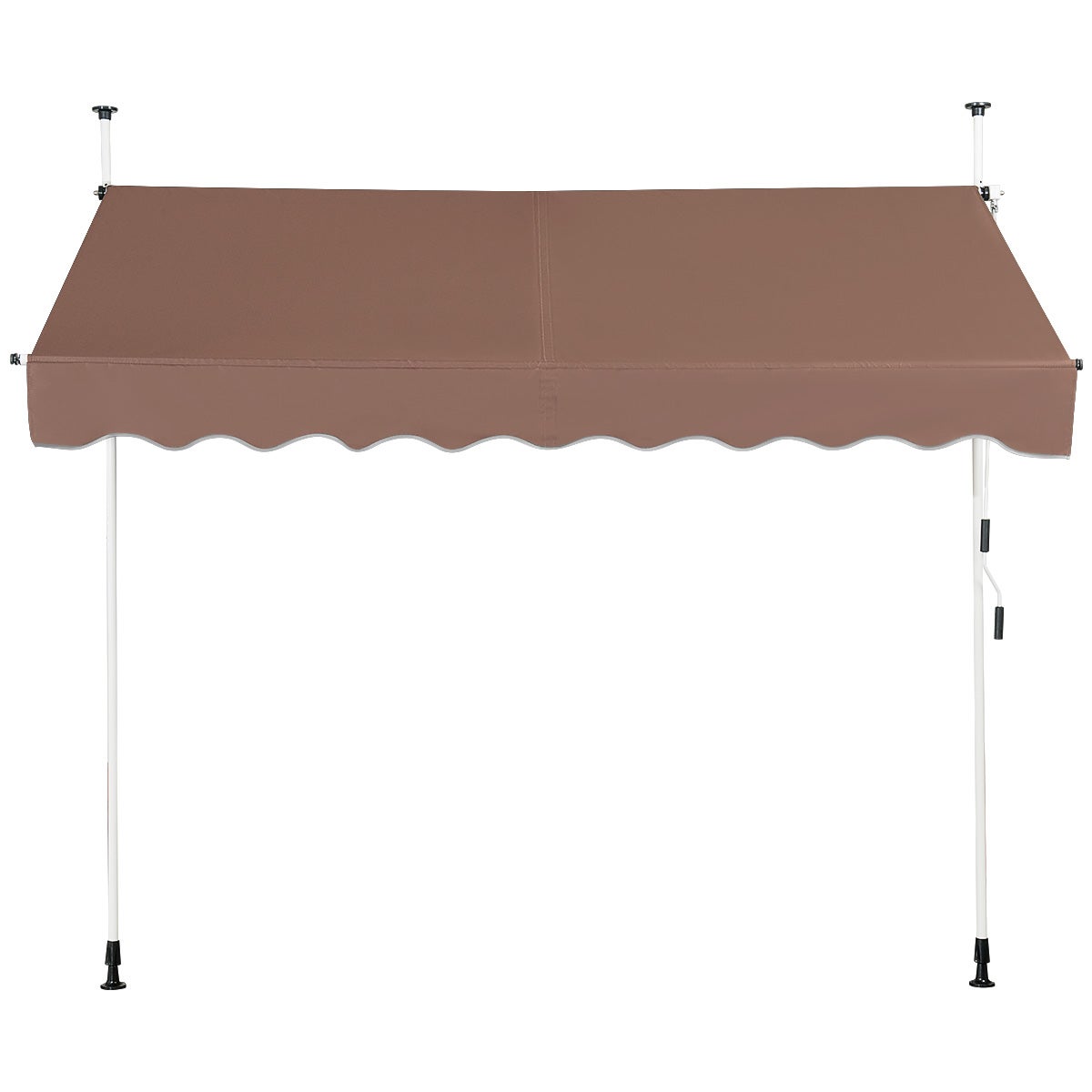 Copertină manuală cu înălțime reglabilă 250 x 200-300 cm, copertină retractabilă de 250 cm aluminiu și țesătură Oxford protecție anti-UV, maro