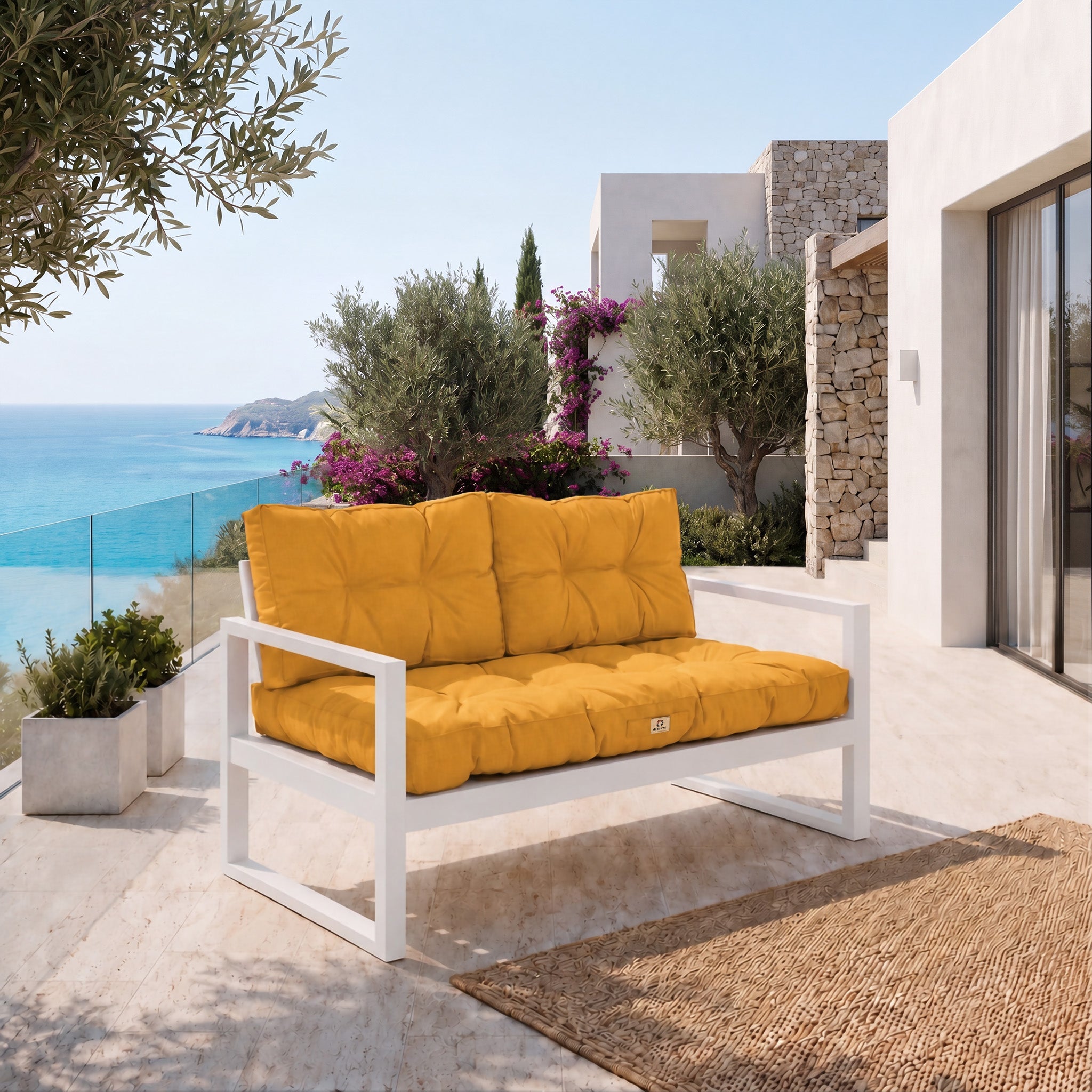 Coussins pour salon de jardin capitonné 100x50cm jaune - 2