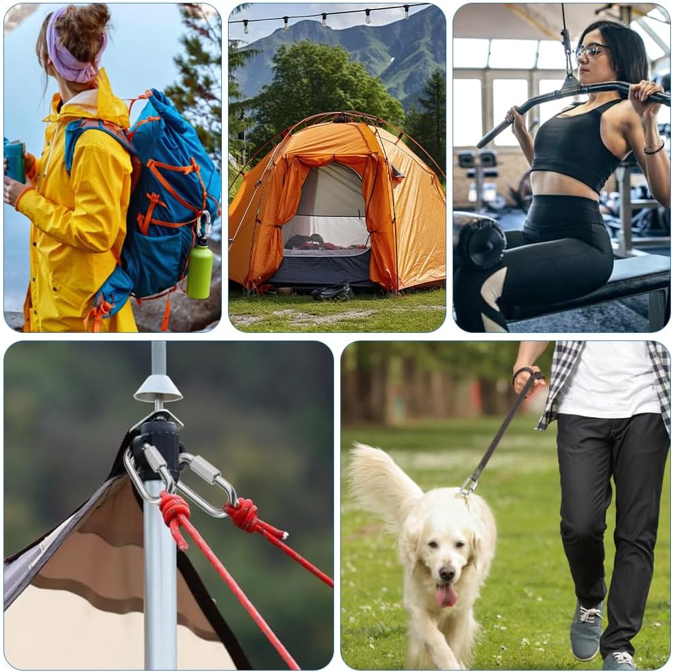 8 Pièces Maillon Rapide Mousqueton à Vis Manille INOX, Mousquetons en Acier Inoxydable Rapide Fixation pour Extérieur, Camping Tentes, Randonnée - 6