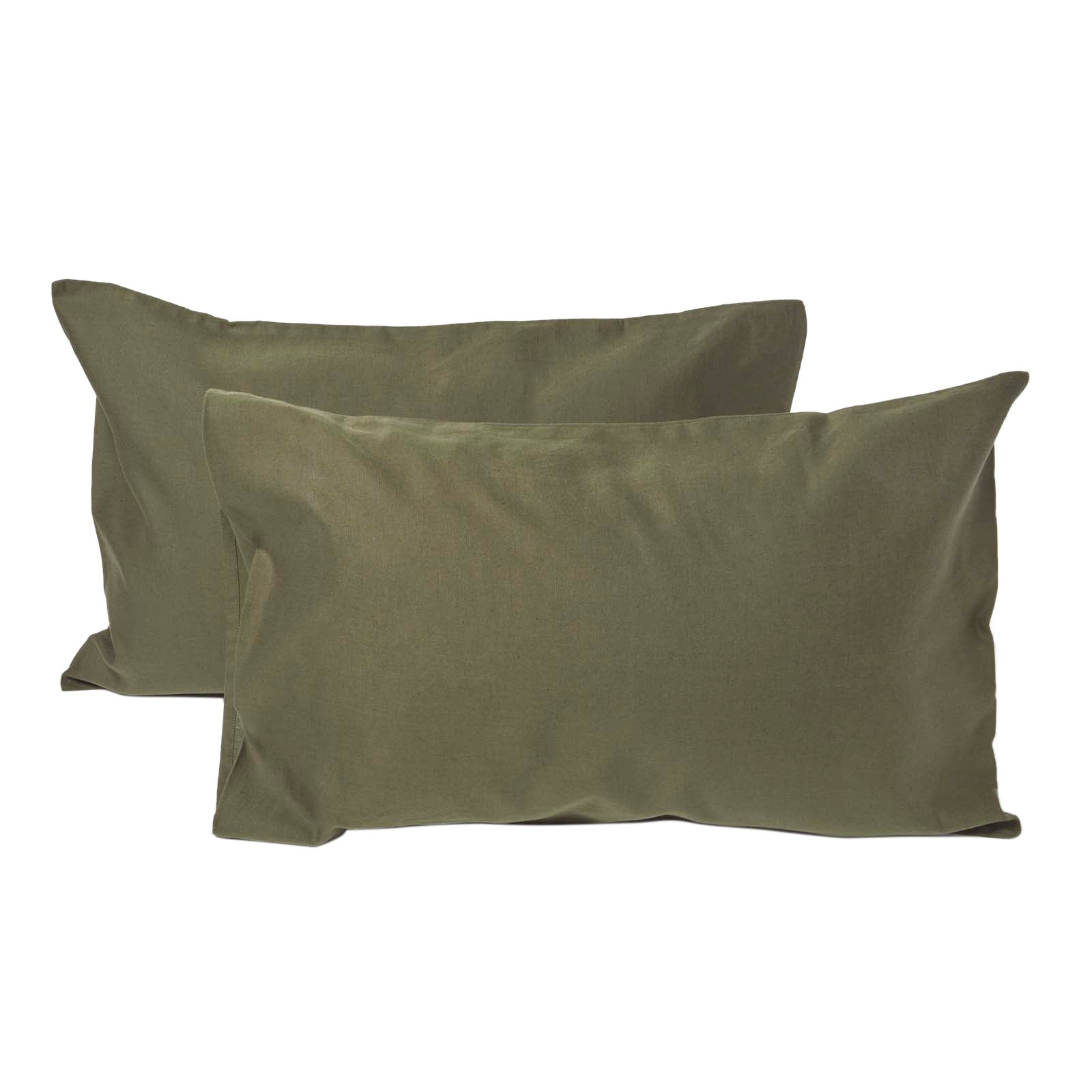HOMESCAPES Lot De 2 Taies D'oreiller 40x40 Cm Coton Bio | 400 Fils/cm² (équiv. 600) | Fermeture éclair Vert
