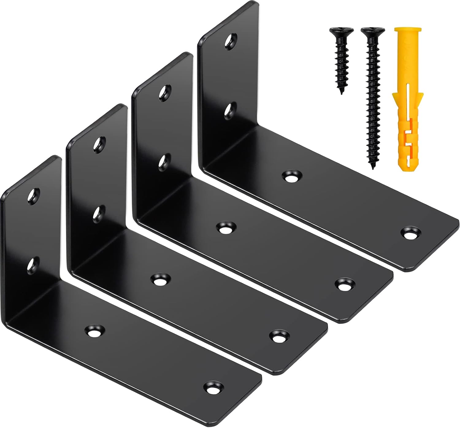 4 szt. Wspornik prosty w kształcie litery L, 125 x 80 x 45 mm Mały kątownik mocujący do naprawy i mocowania drewna, plastiku i metalu