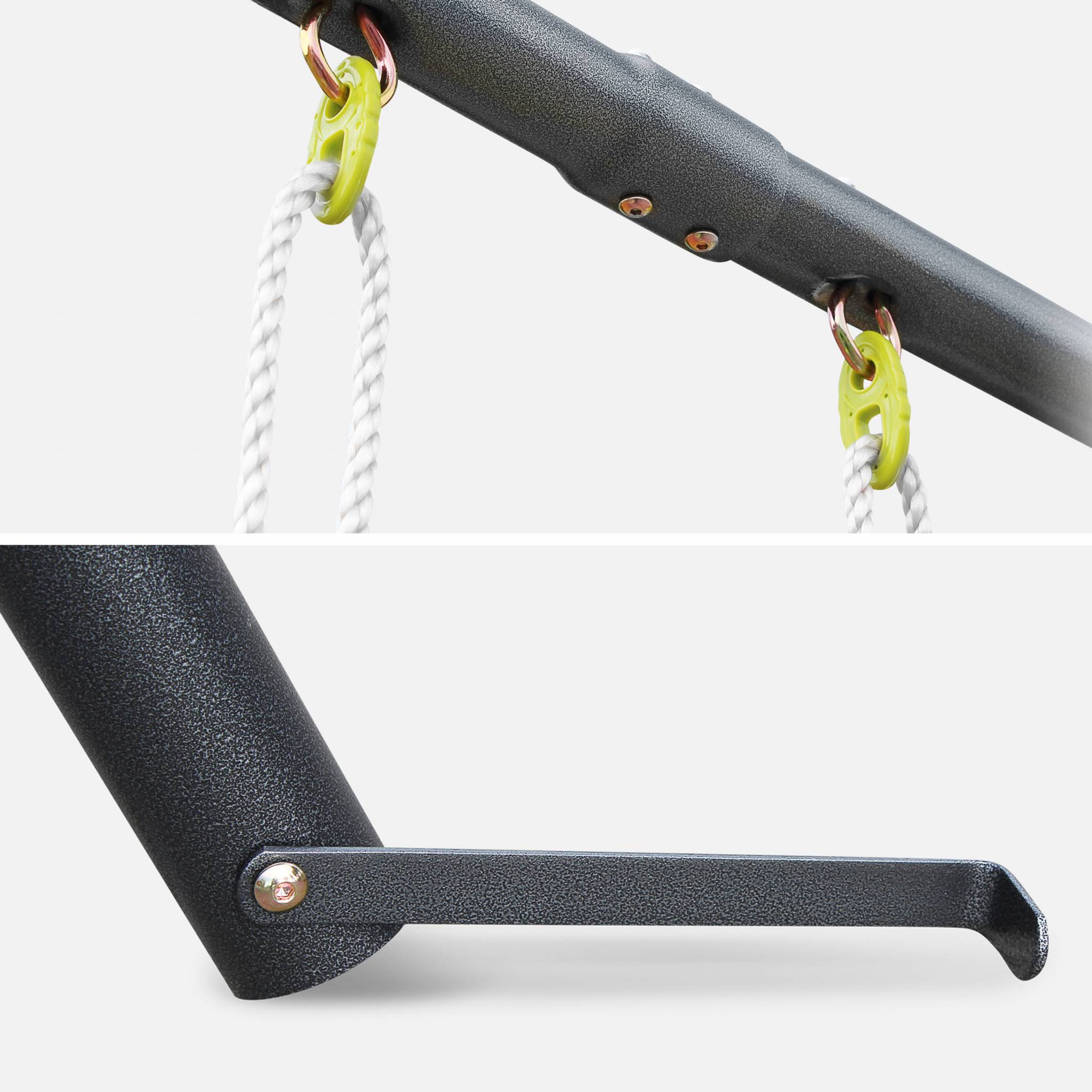 Balançoire 4 agrès Meltemi. portique 6 places avec 2 balançoires. 1 face à face et 1 nacelle. 223cm de hauteur. station - 7