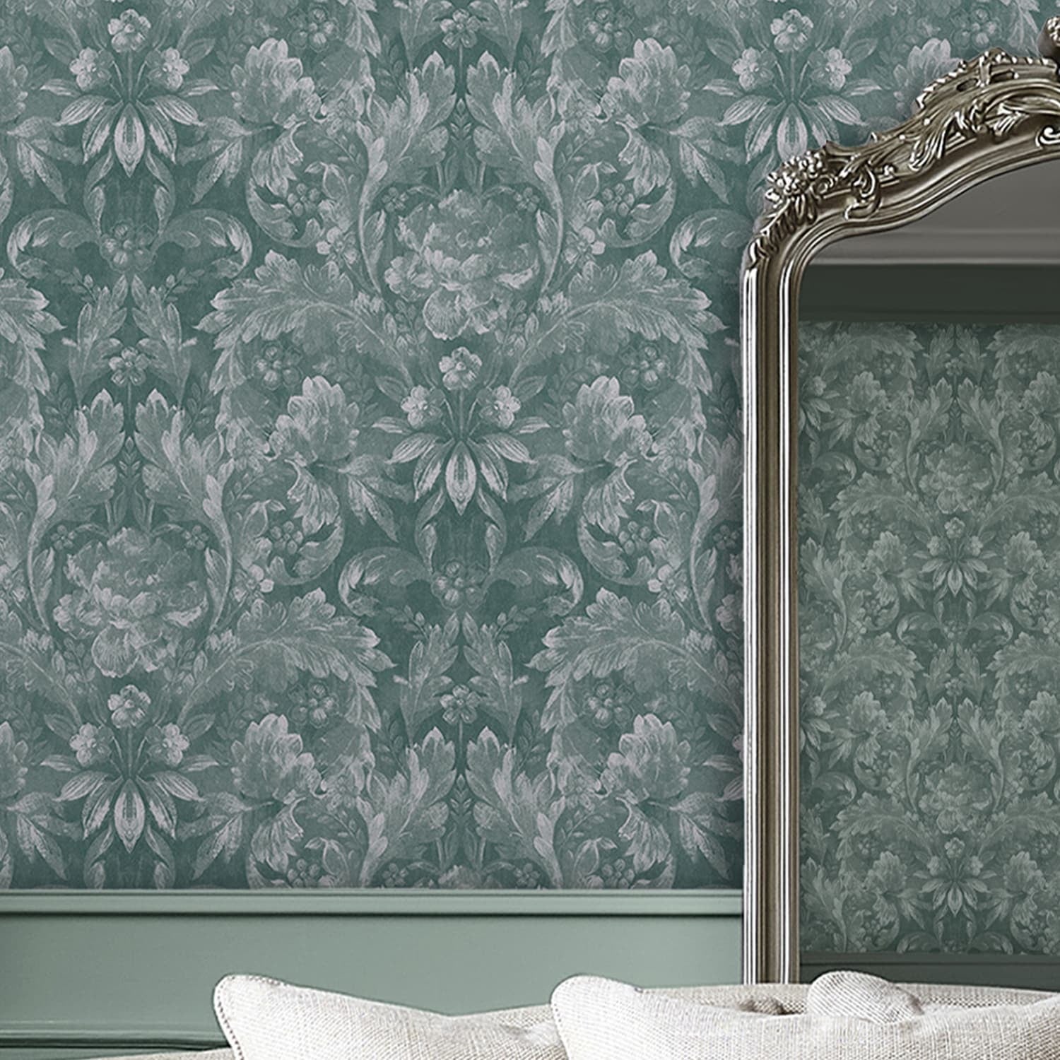 Laura Ashley Tapeta filzelinowa APOLLINE JADE 10 m x 52 cm