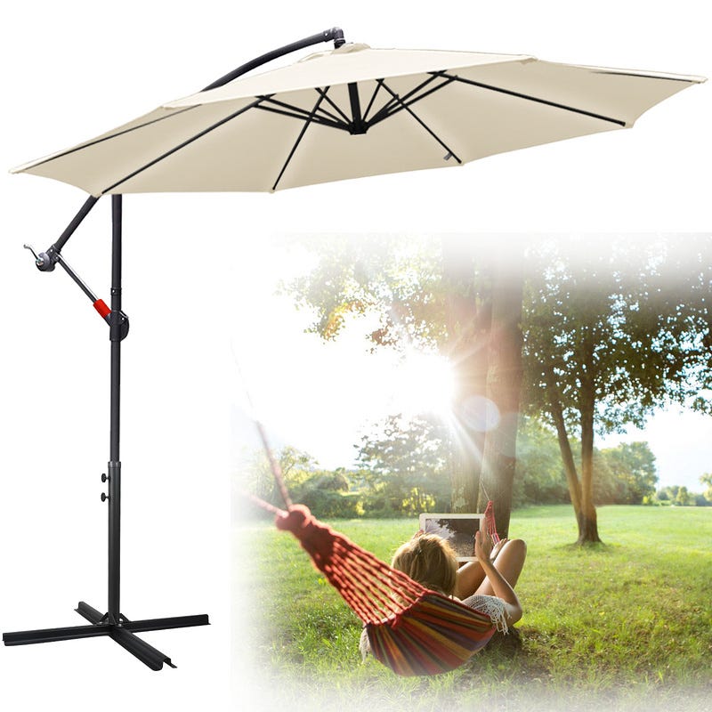 Ombrellone Da Giardino Con LED Solare - Ø 350 Cm, Con Manovella, Alluminio, Impermeabile, Per Esterno - Foto 2