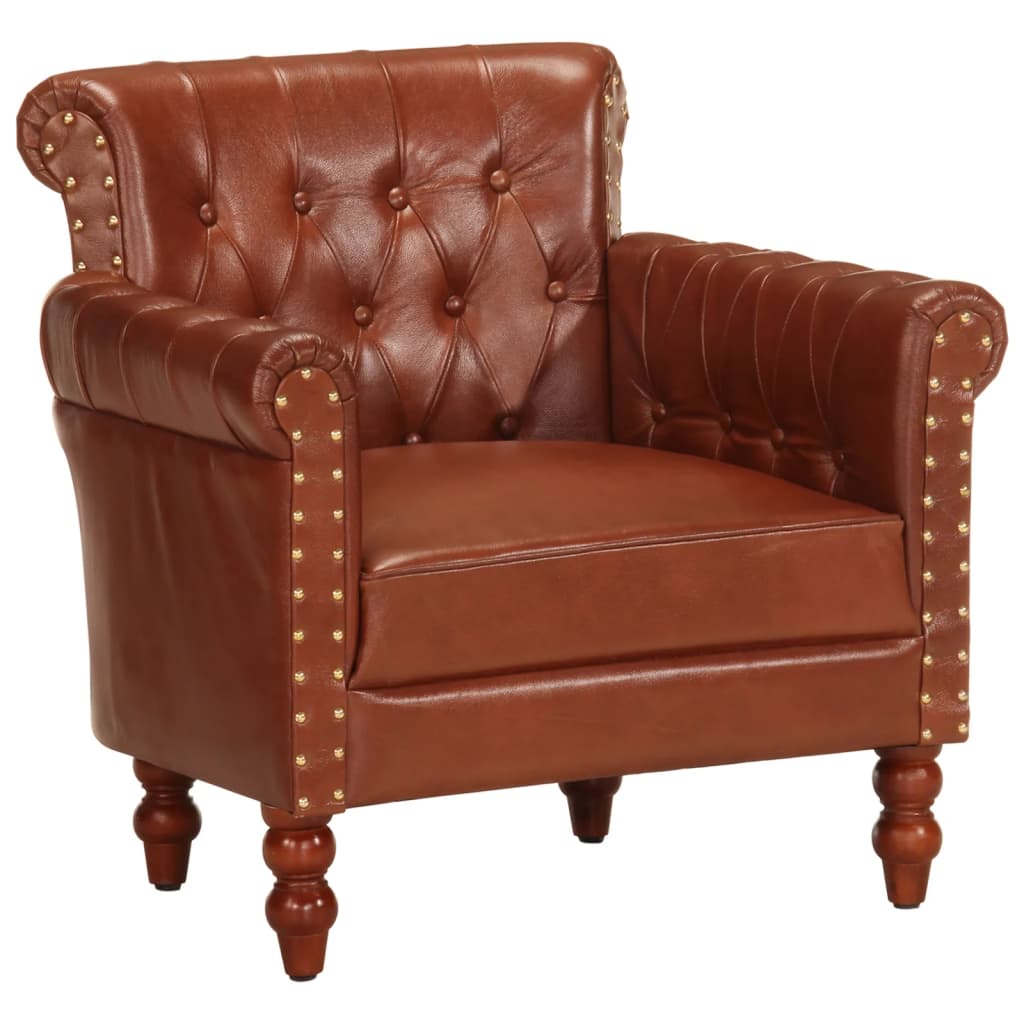 Fauteuil Cabriolet VidaXL En Cuir Véritable - Marron Clair - Salon
