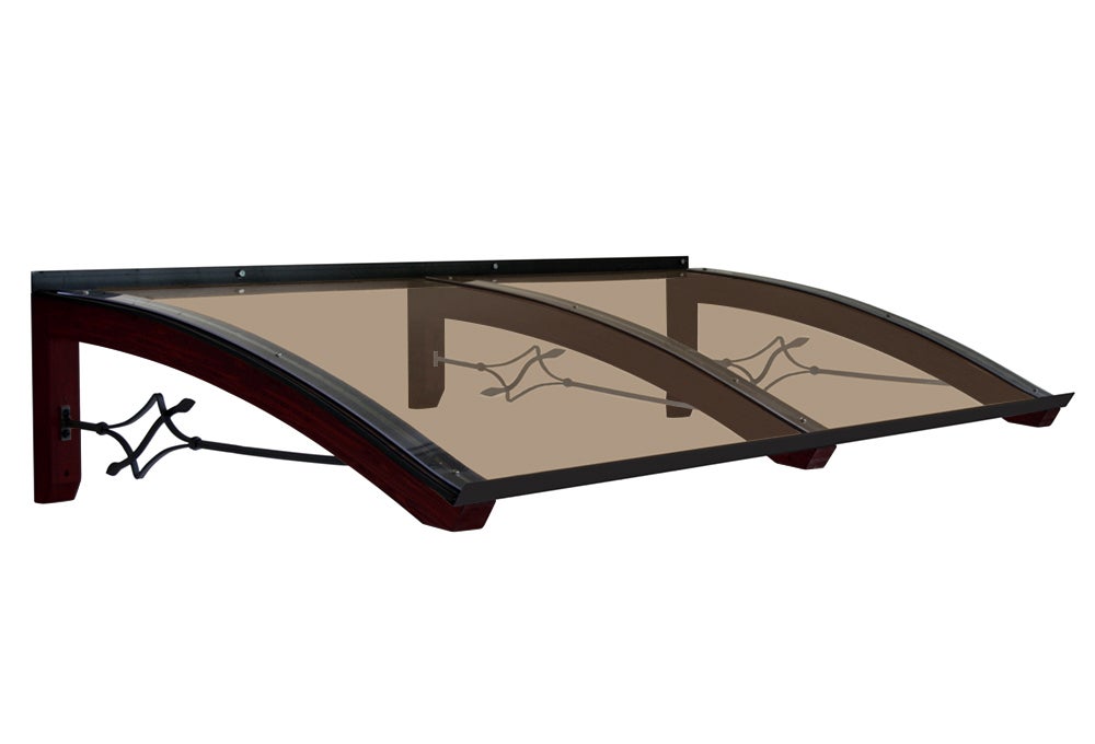Refugio exterior de madera laminada, cubierta de policarbonato bronceado, dimensiones 100x200 cm, color madera nogal oscuro