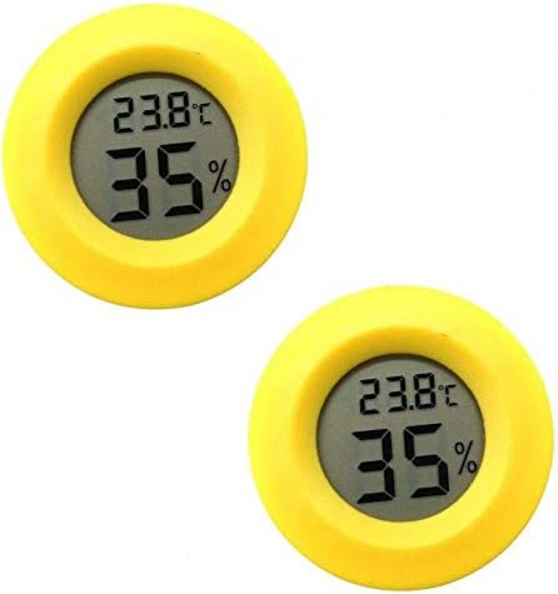 2 sztuki mini cyfrowy miernik wilgotności LCD okrągły termometr higrometr - żółty