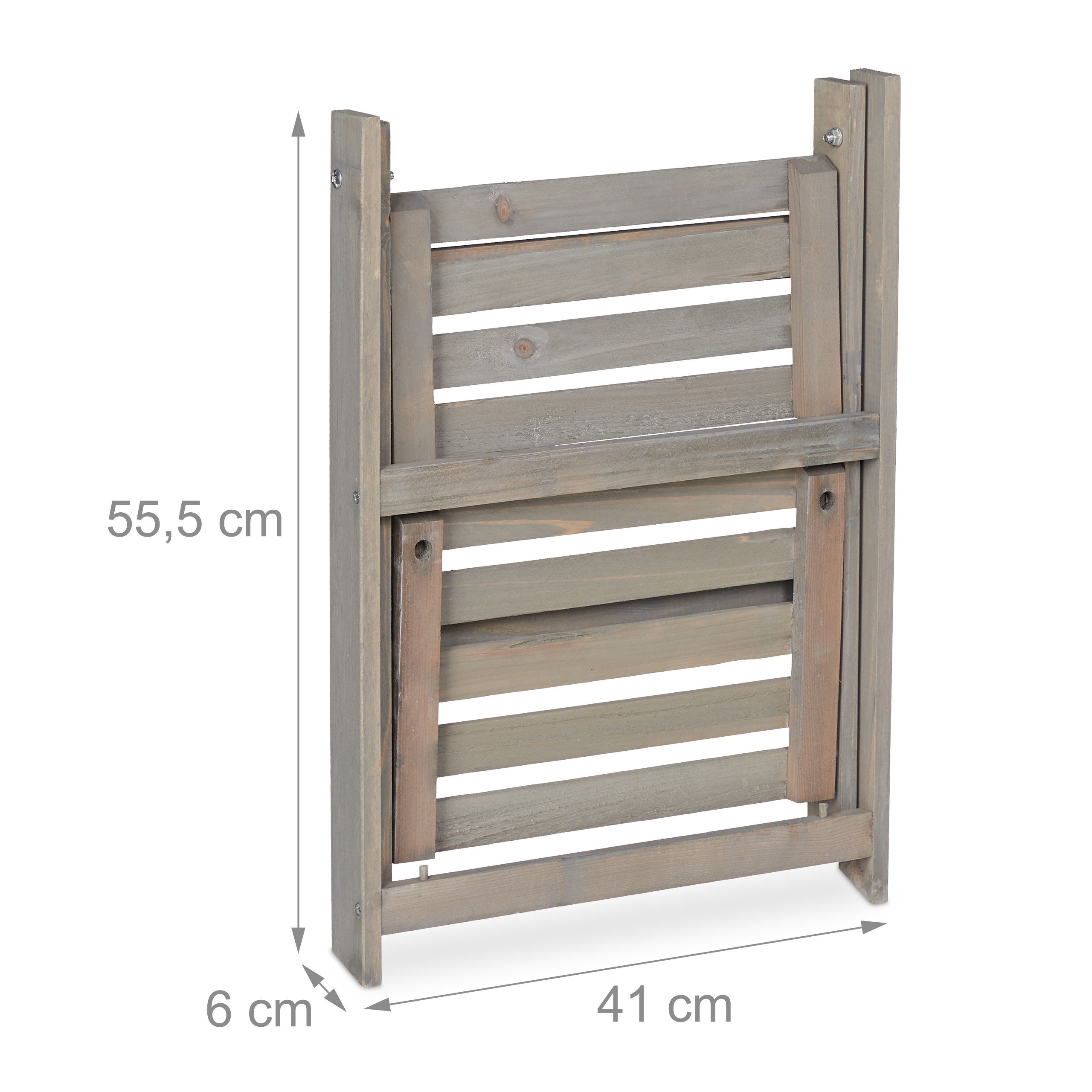 Escalier à fleurs, étagère bois, Escalier plantes échelle pliante intérieur, HxlxP: 51,5 x 41 x 24 cm, gris, Relaxdays - 5