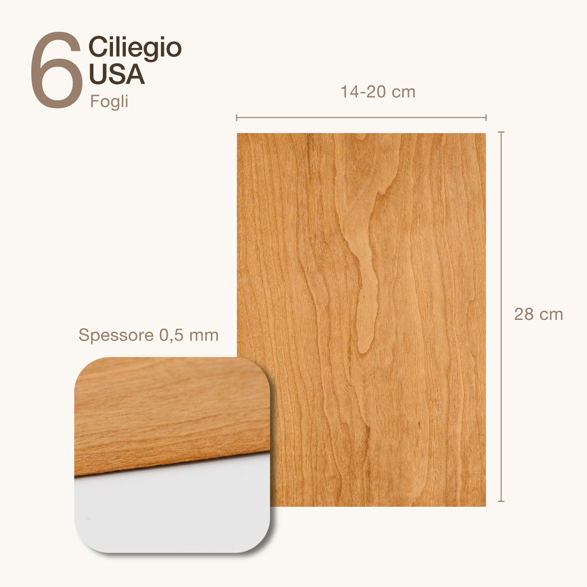 6 FOGLI DI IMPIALLACCIATURA IN LEGNO DI CILIEGIO AMERICANO - 2
